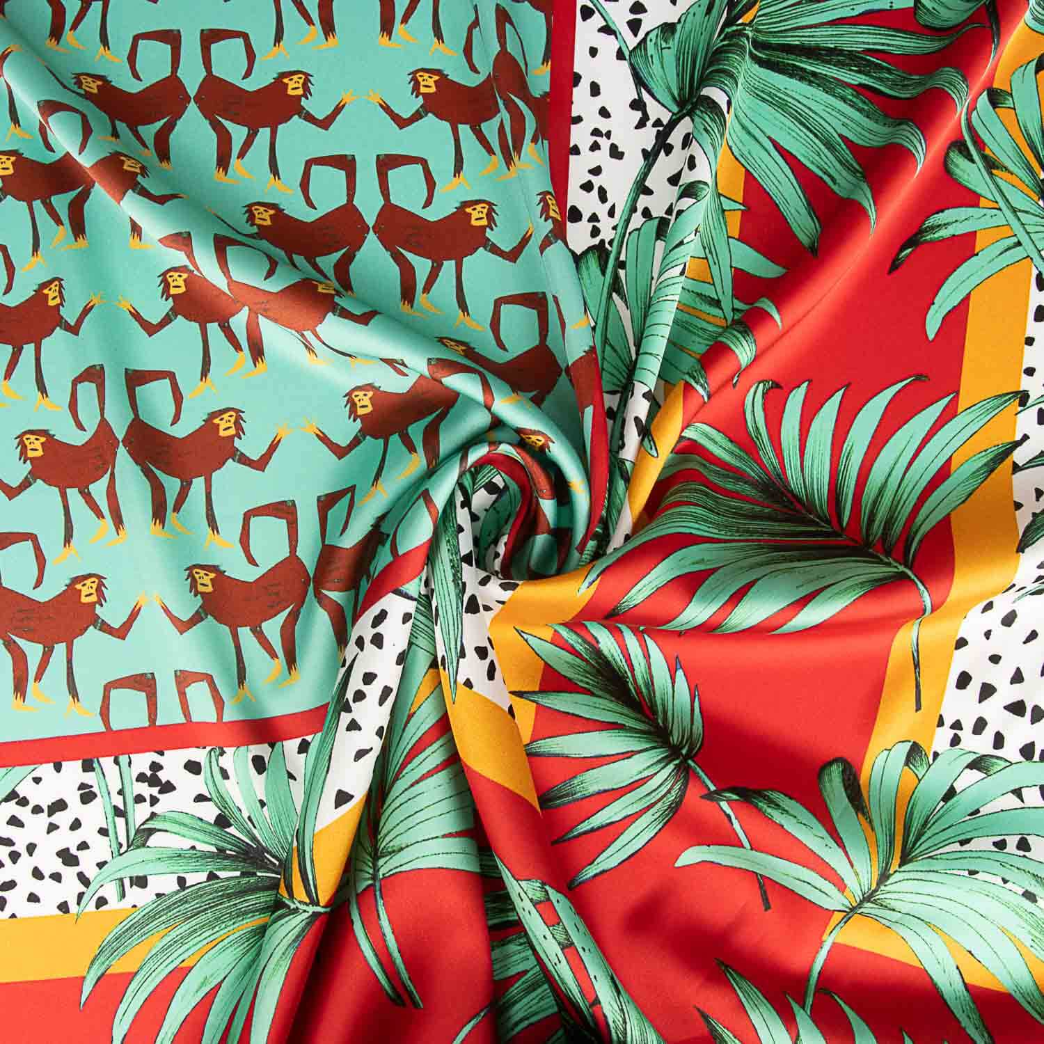 Satén Poliéster Estampada Safari Tropical - Ribes y Casals