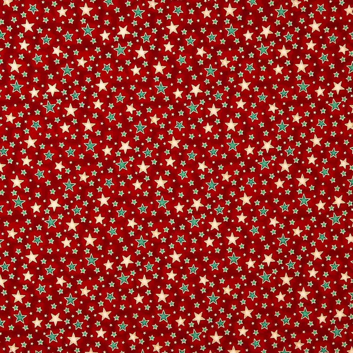 Popelín Navidad Estrellas Rojo - Ribes y Casals
