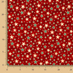 Popelín Navidad Estrellas Rojo - Ribes y Casals