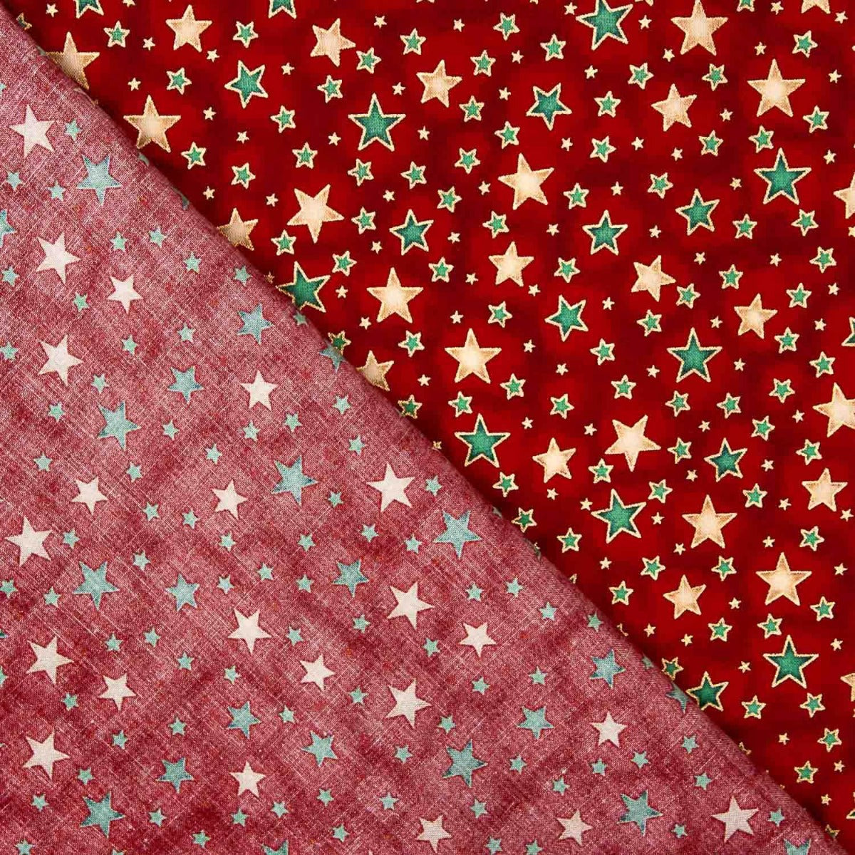 Popelín Navidad Estrellas Rojo - Ribes y Casals