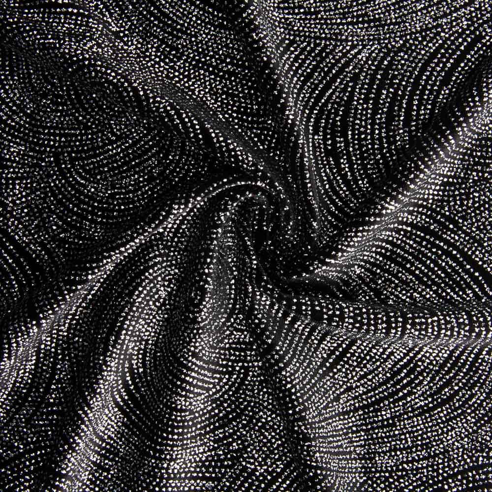 Terciopelo Elástico Glitter Geo Negro - Ribes y Casals