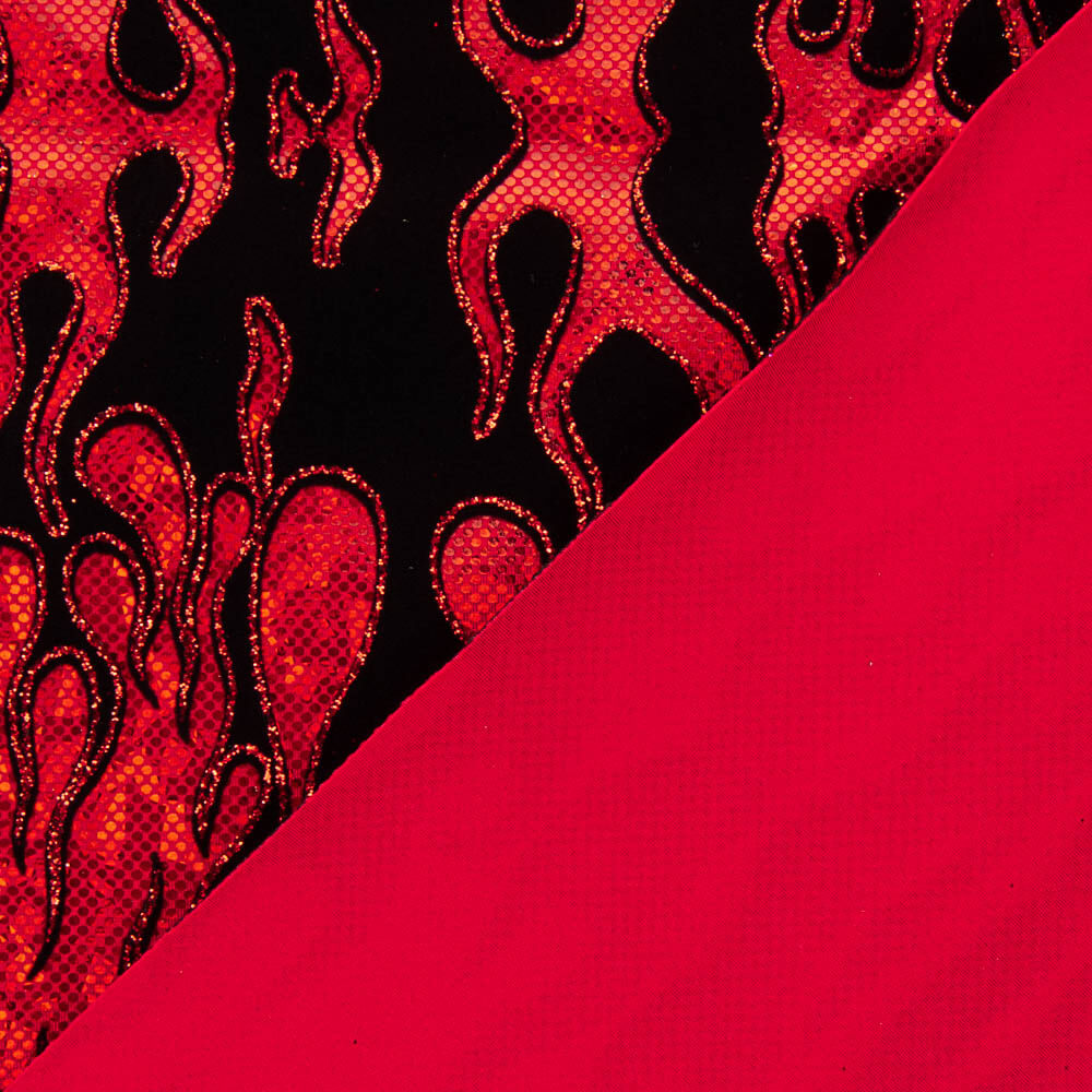 Retal Lycra Flocada Trash Rojo 150x140 cm - Ribes y Casals