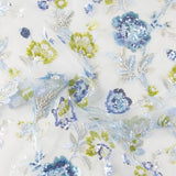 Tul Bordado Lentejuela Romance Azul - Ribes y Casals