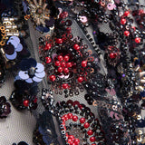 Pedrería Tul Negro Multicolor Motivo Circular - Ribes y Casals