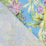 Crêpe Ligero Estampado Tropical Azul Lavanda - Ribes y Casals