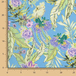Crêpe Ligero Estampado Tropical Azul Lavanda - Ribes y Casals