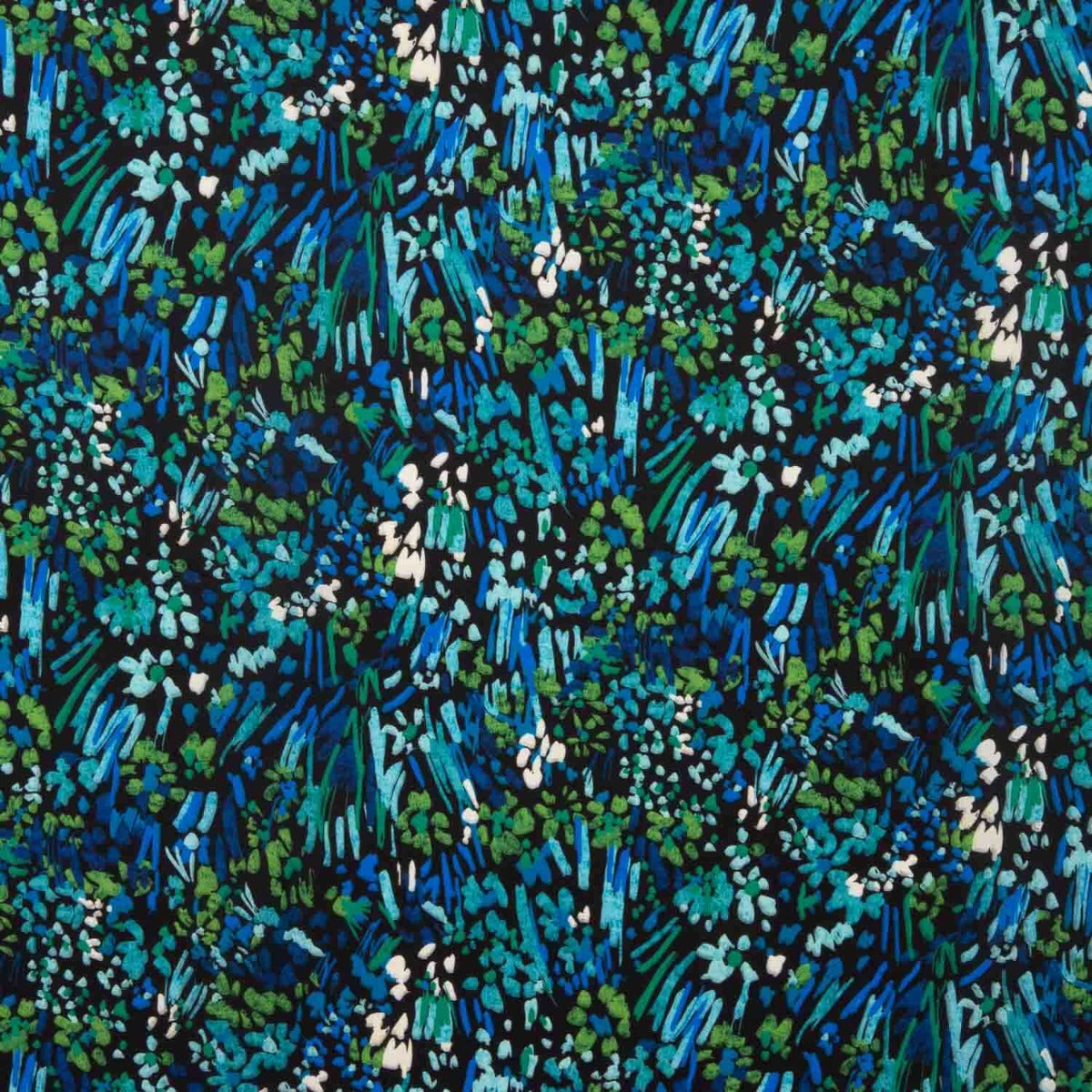 Crêpe Ligero Estampado Abstracto Azul Verde Nocturno - Ribes y Casals