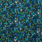 Crêpe Ligero Estampado Abstracto Azul Verde Nocturno - Ribes y Casals