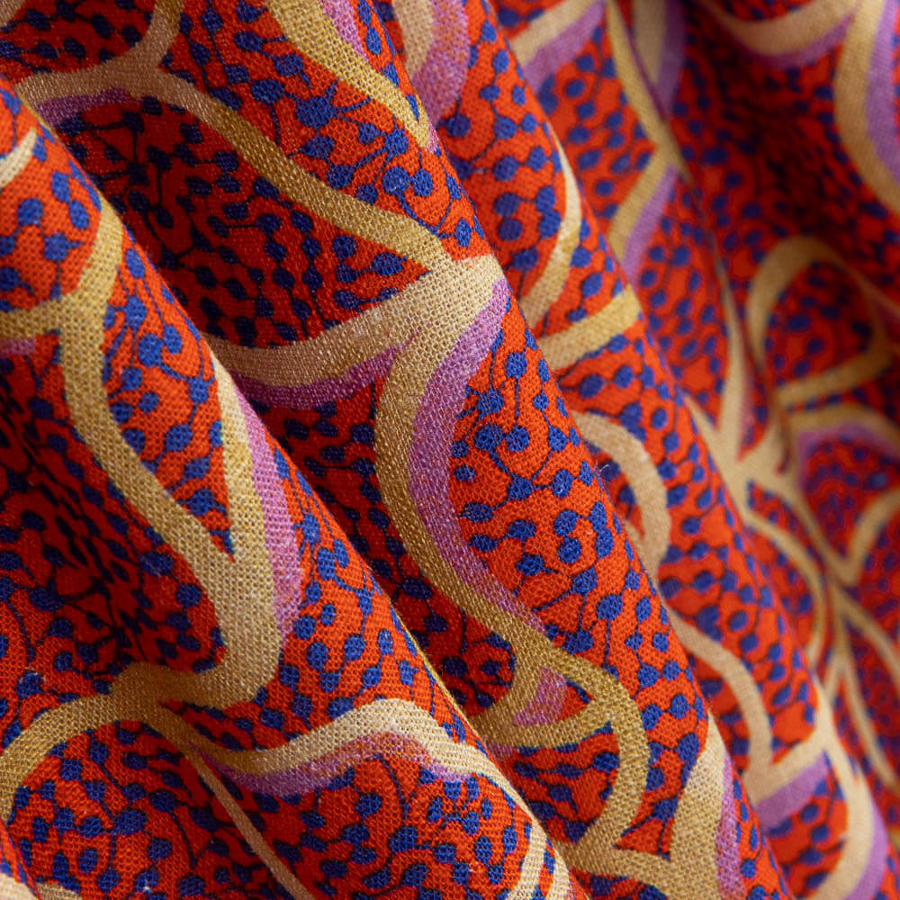 Viscosa Rústica Flores Rojo - Ribes y Casals