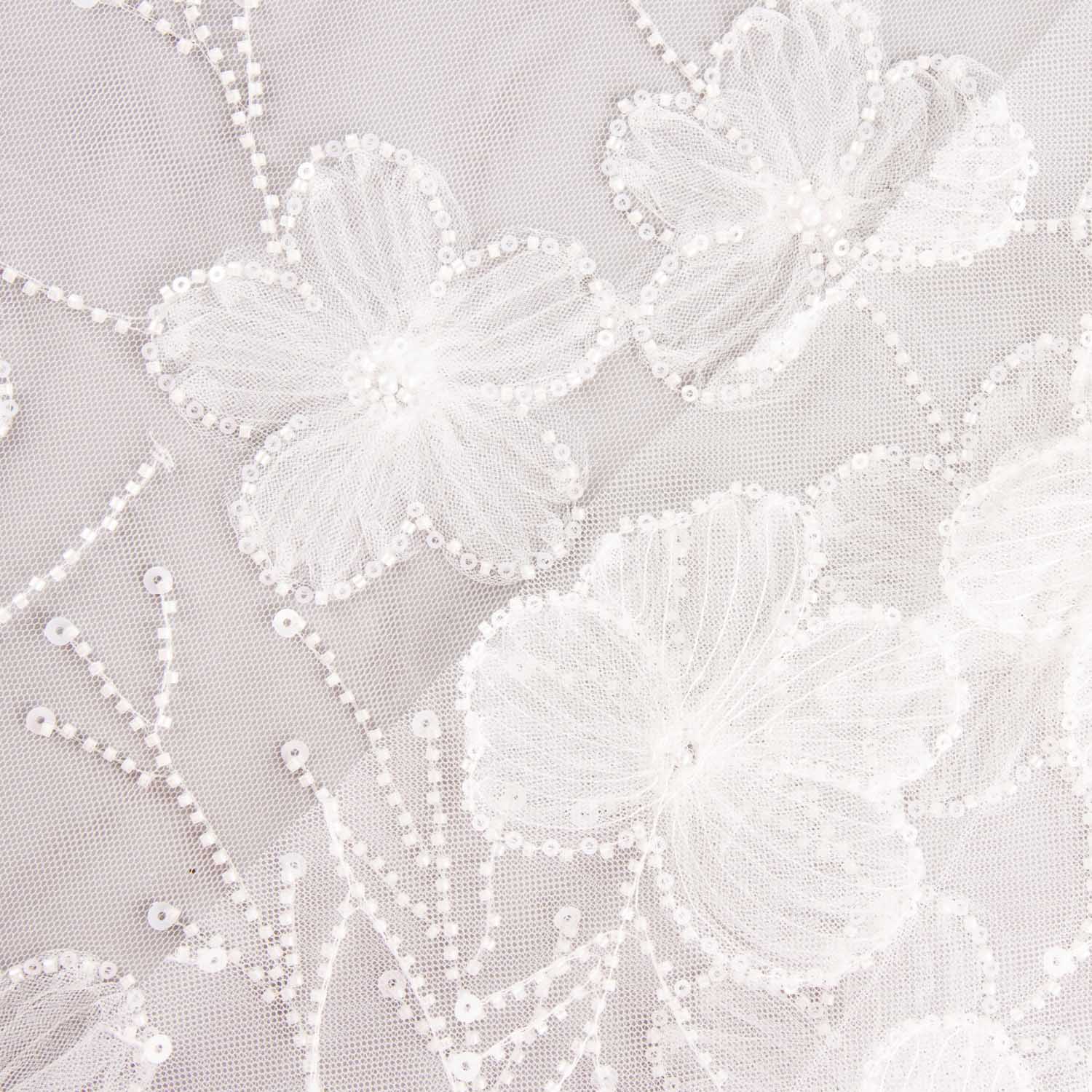 Pedrería Novia Tul Blanco Flores Bordadas Elegance - Ribes y Casals