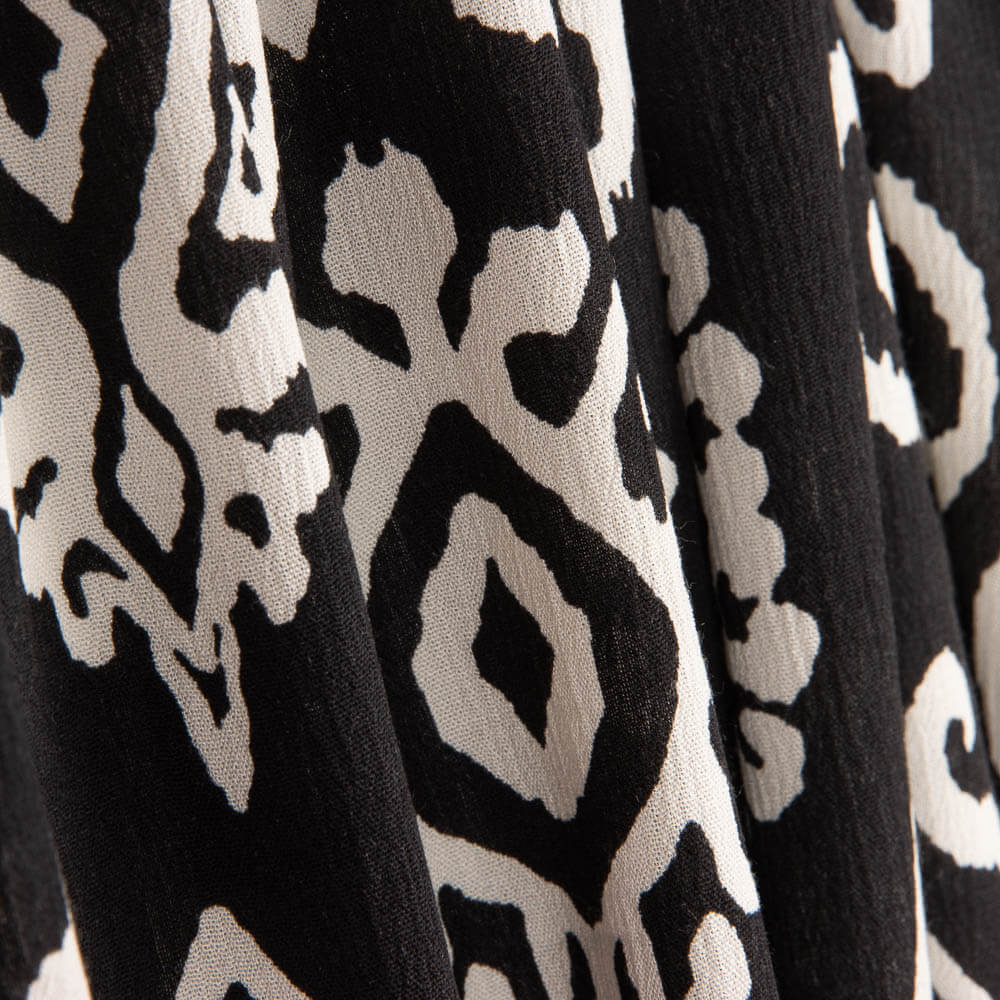 Bambula Viscosa Estampada Étnico Monocromo - Ribes y Casals