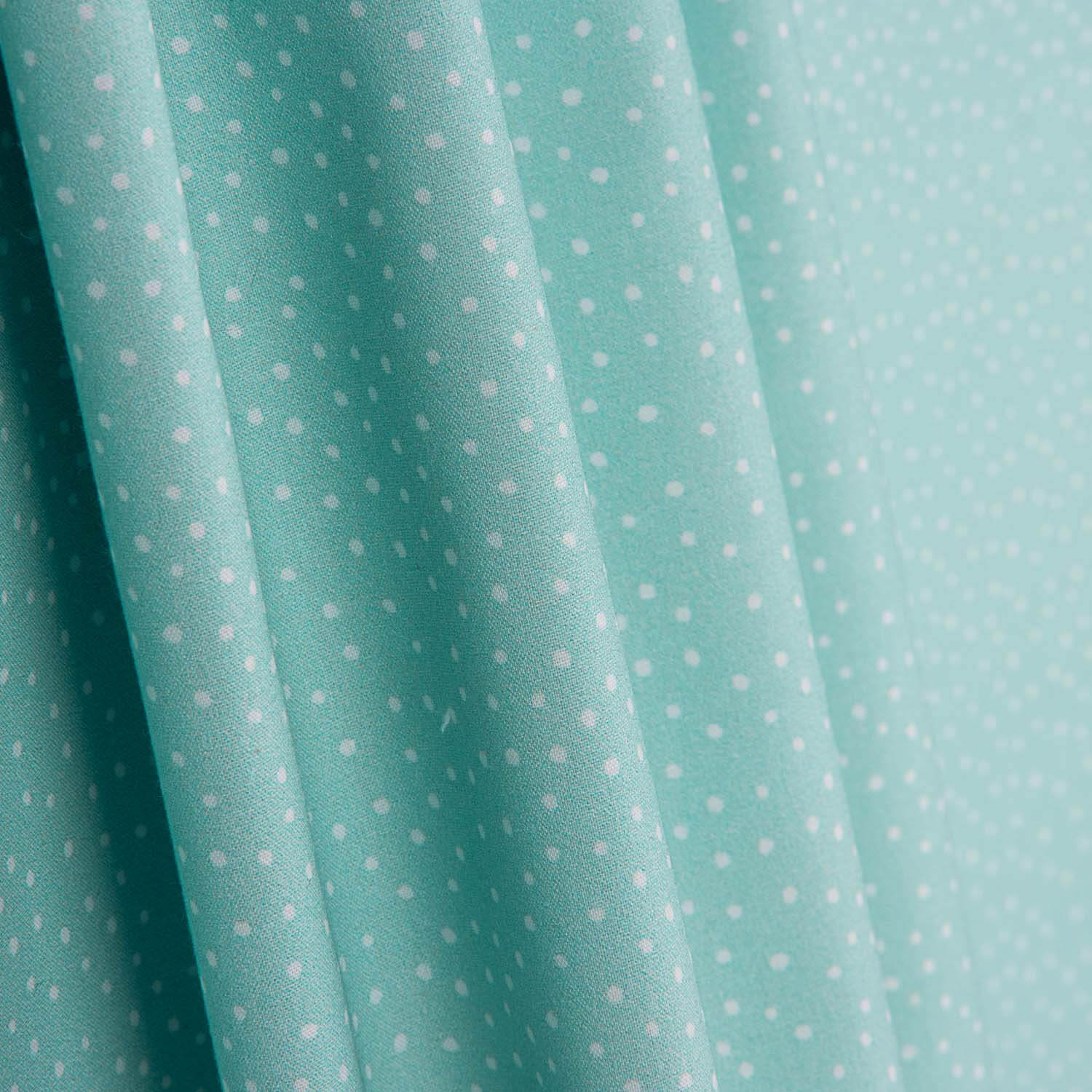 Percal Estampado Puntitos Blanco-Turquesa - Ribes y Casals