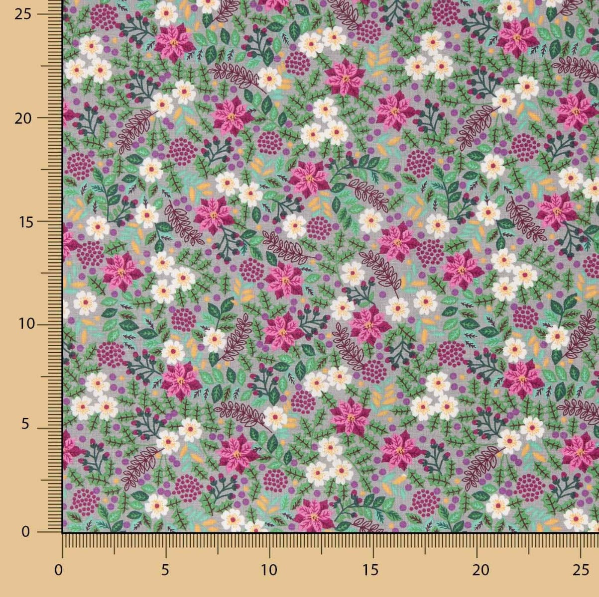 Popelín Jardín Silvestre Gris - Ribes y Casals