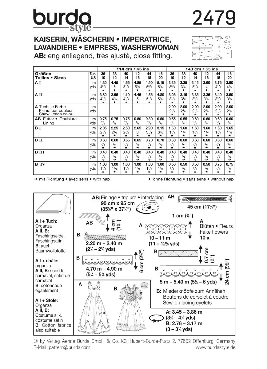 Patrón Burda 2479 Emperatriz - Ribes y Casals