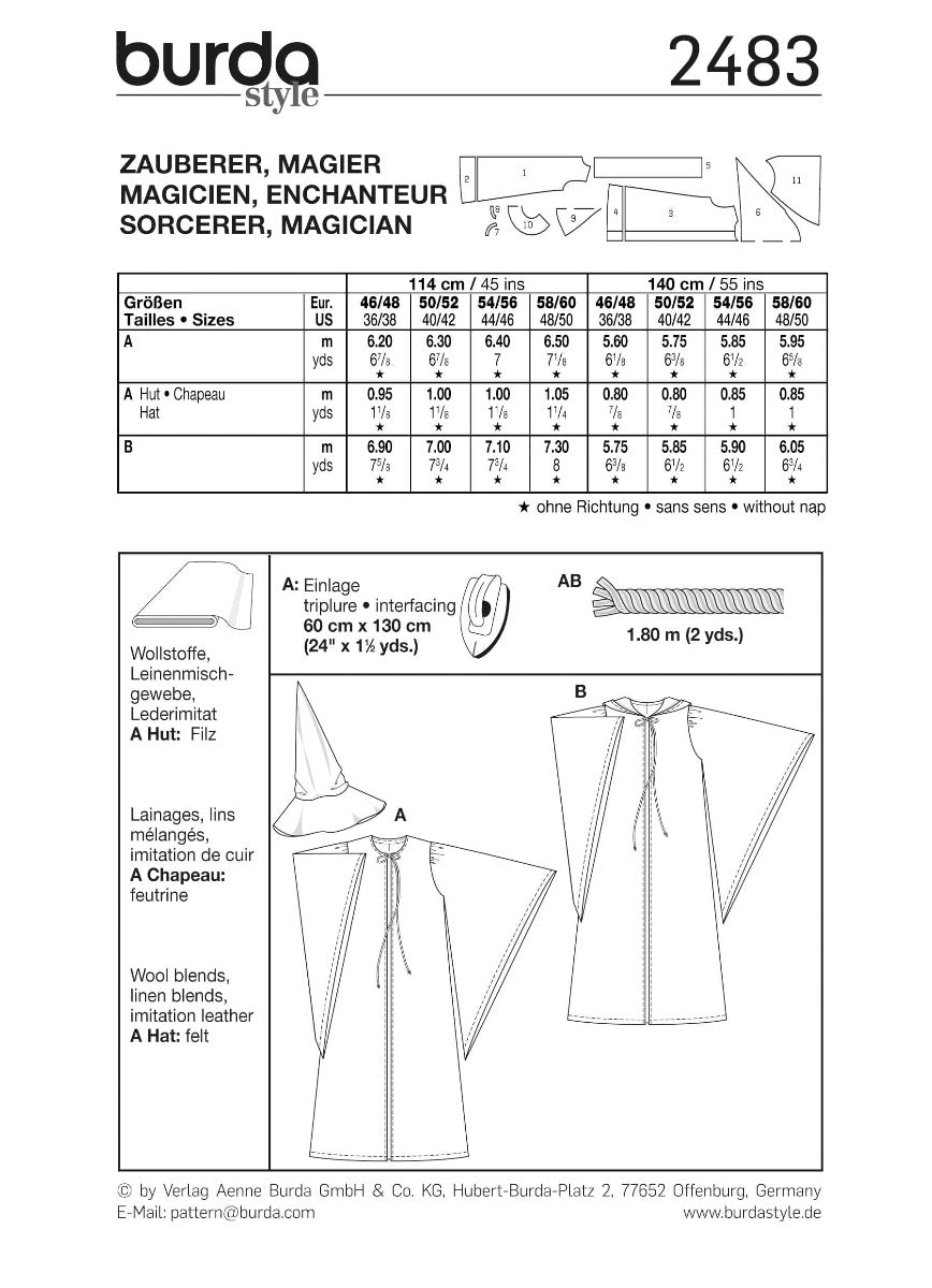 Patrón Burda 2483 Mago - Ribes y Casals
