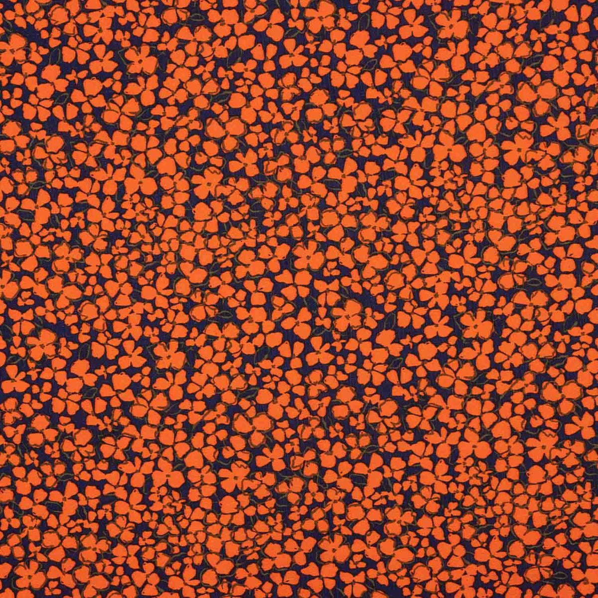 Crepe Viscosa Floral Retro Naranja - Ribes y Casals