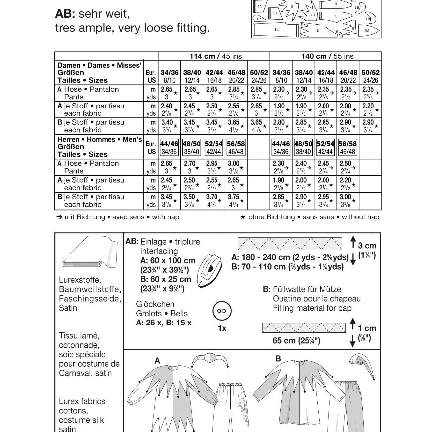 Patrón Burda 2527 Arlequín - Ribes y Casals