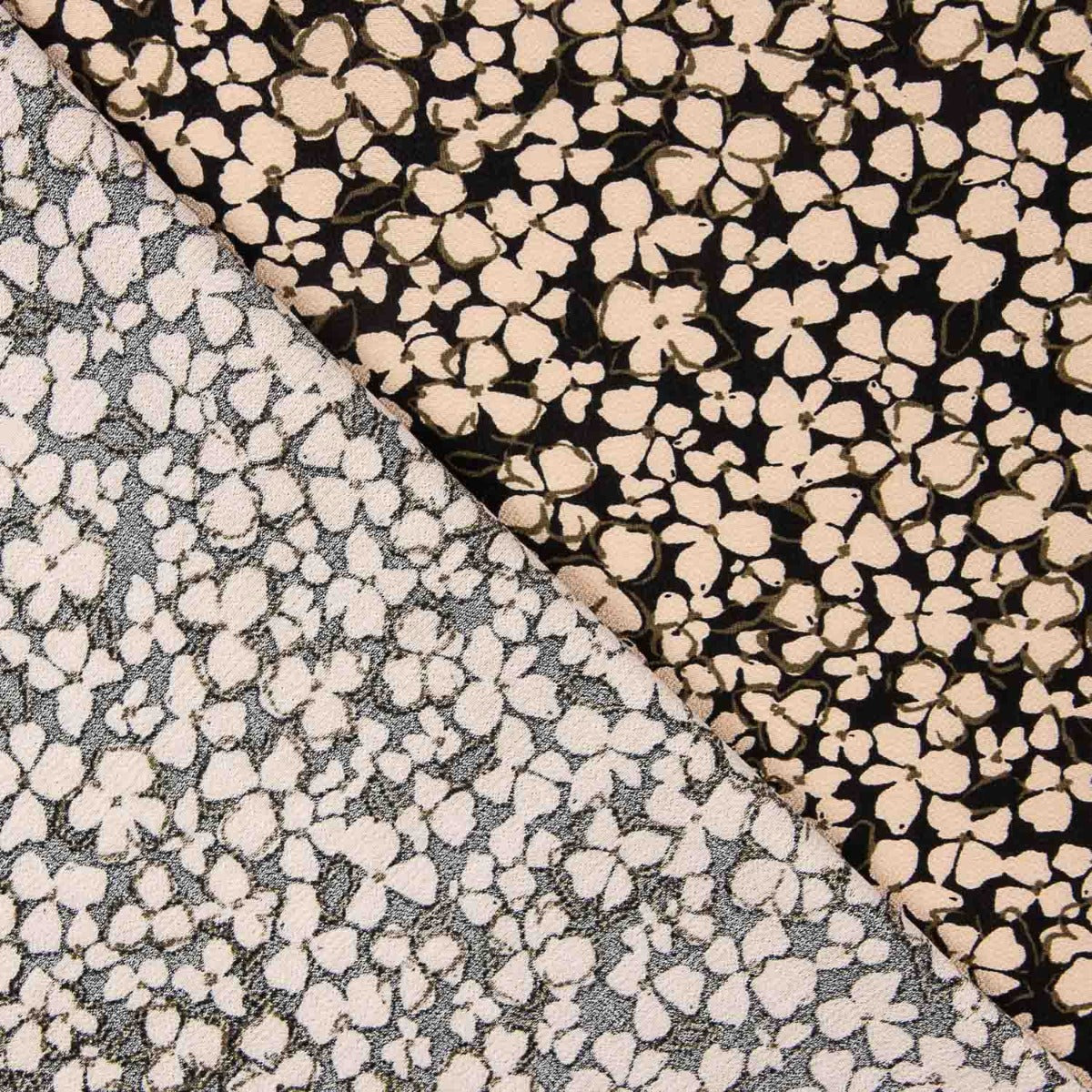 Crepe Viscosa Floral Retro Beige - Ribes y Casals