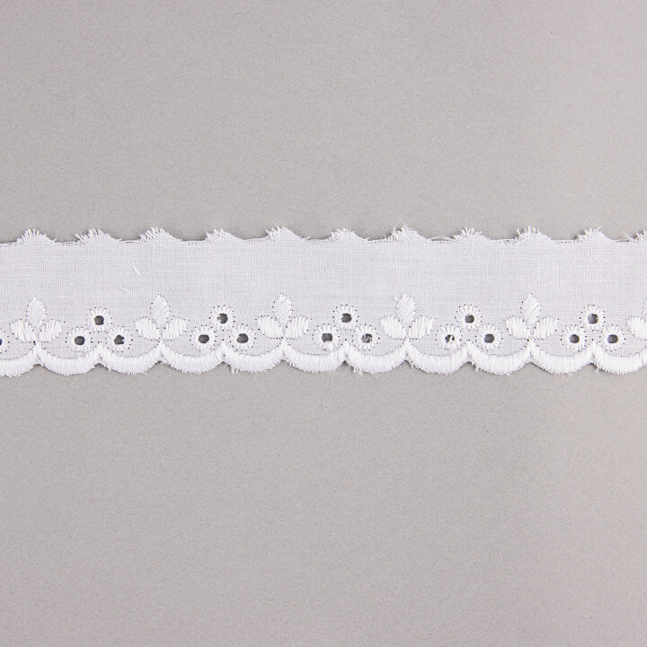 Tira Batista Bordada Blanca Modelo 29019 – 30 mm - Ribes y Casals