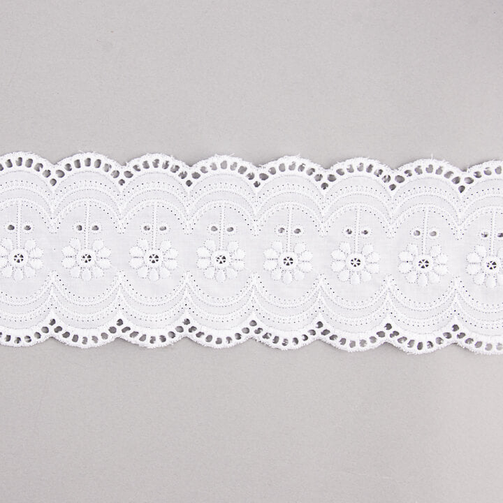 Tira Batista Bordada Blanca Modelo 29128 – 75 mm - Ribes y Casals