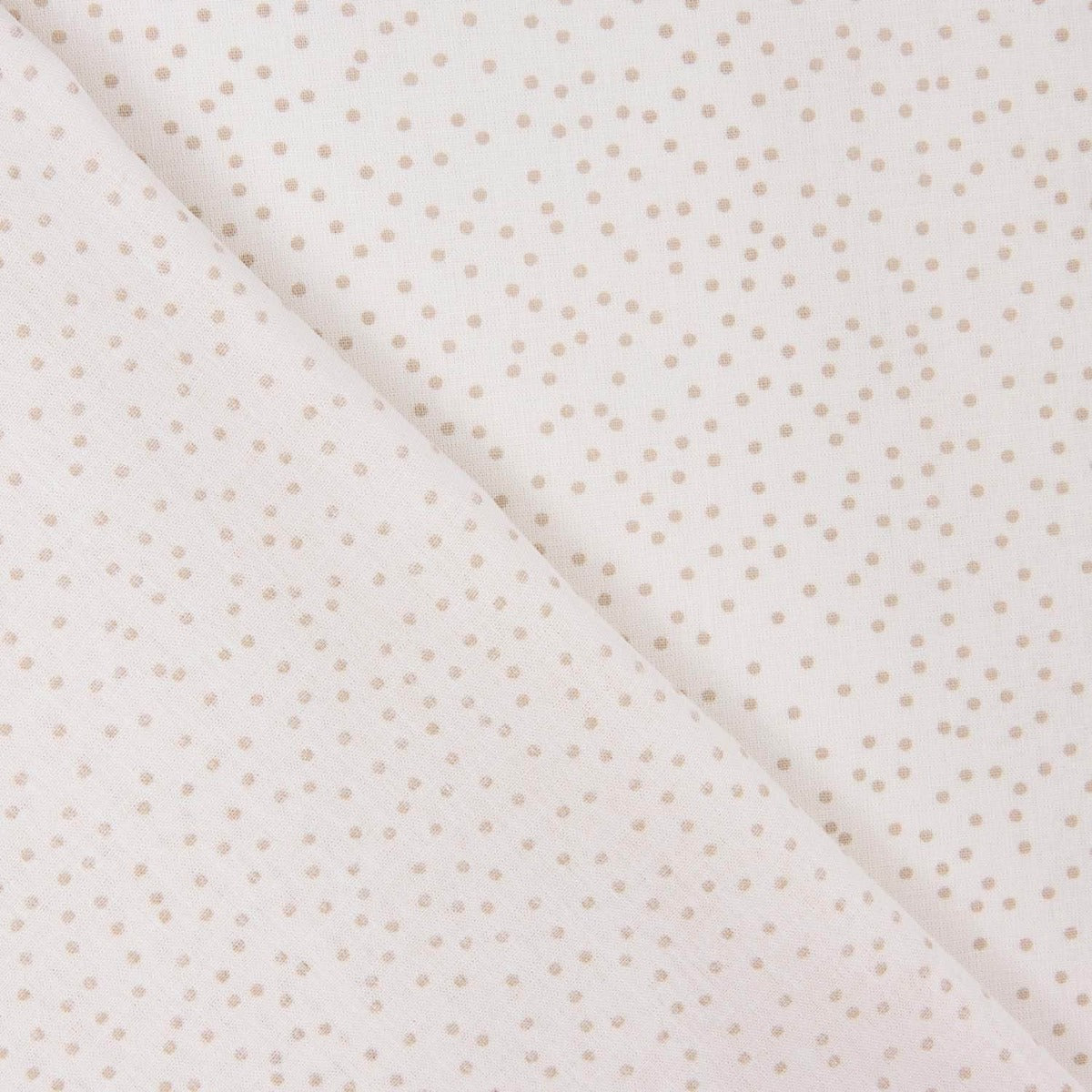 Popelín Algodón Lunares Beige Fondo Blanco - Ribes y Casals