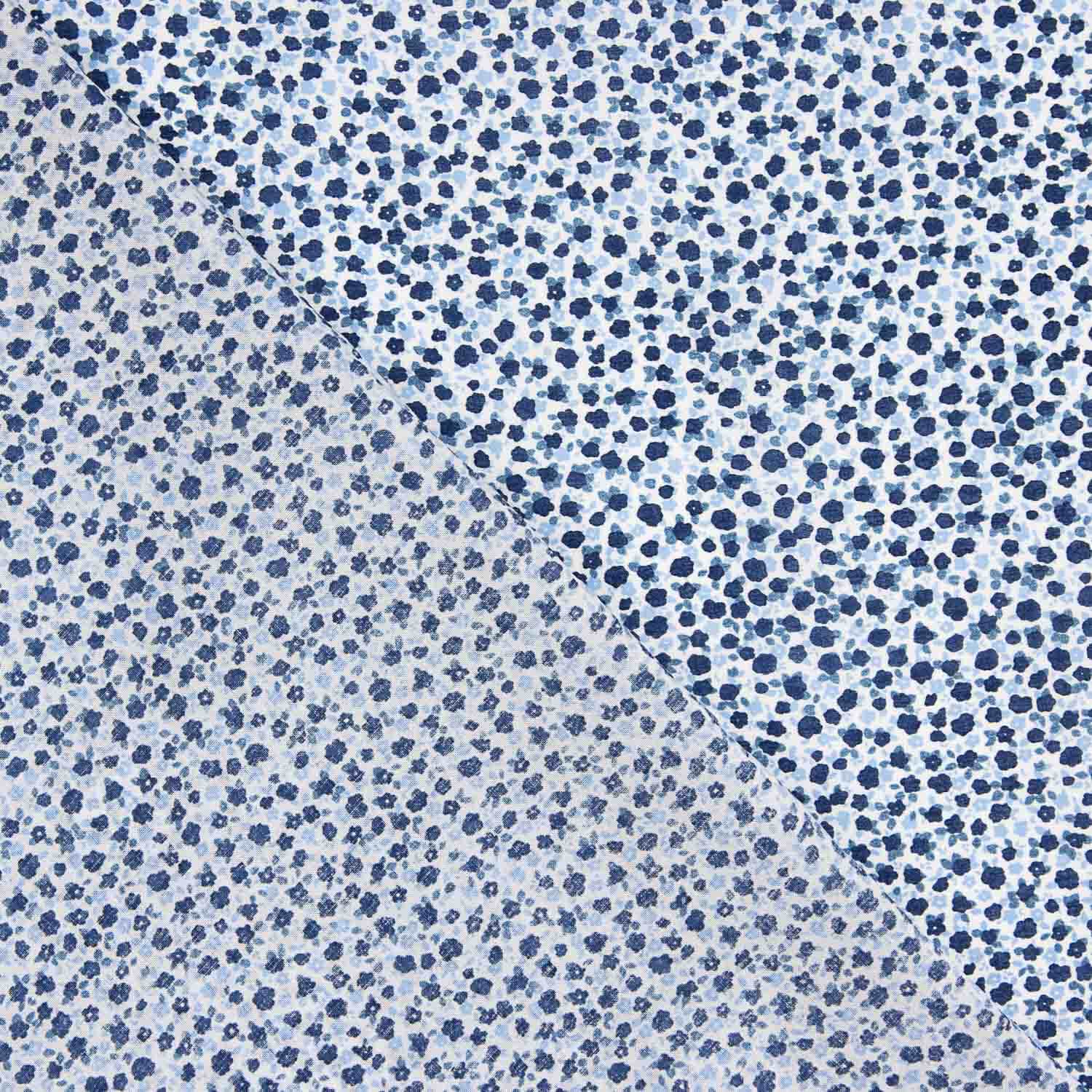 Popelín Algodón Micro Floral Azul - Ribes y Casals