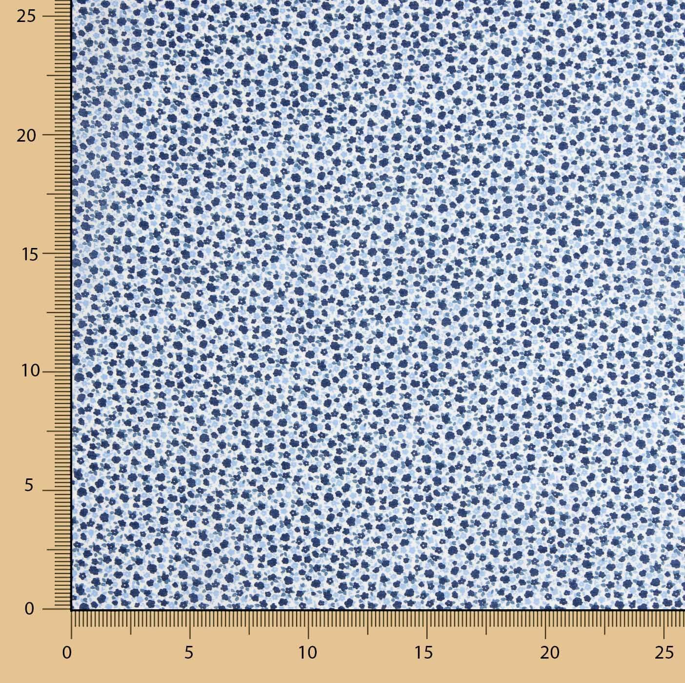 Popelín Algodón Micro Floral Azul - Ribes y Casals