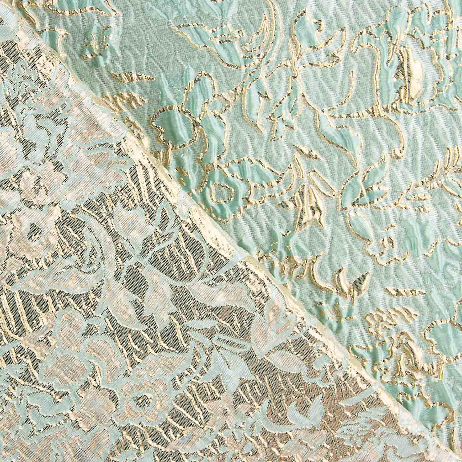 Brocado Abstracto Aguamarina y Dorado - Ribes y Casals