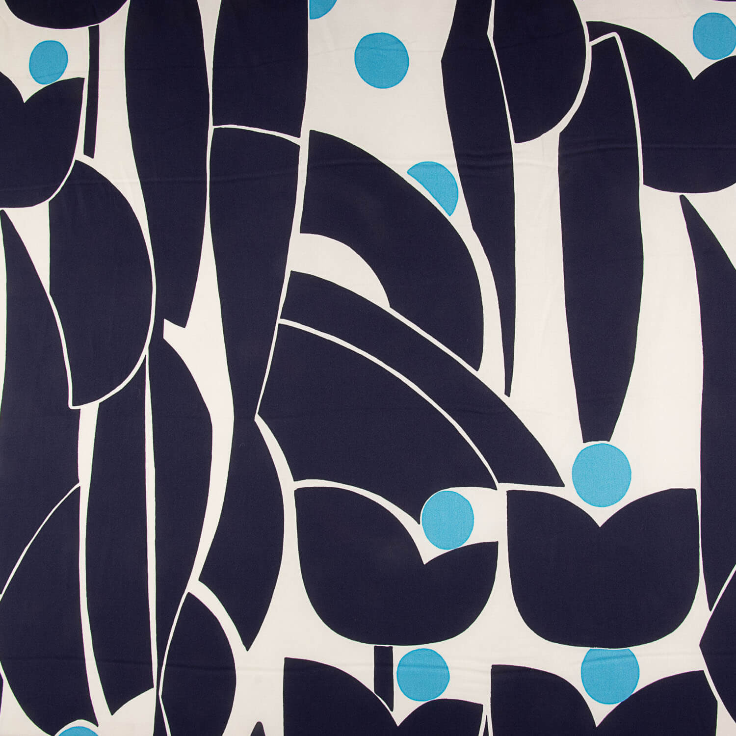 Satén Viscosa Jardín Gráfico Azul - Ribes y Casals