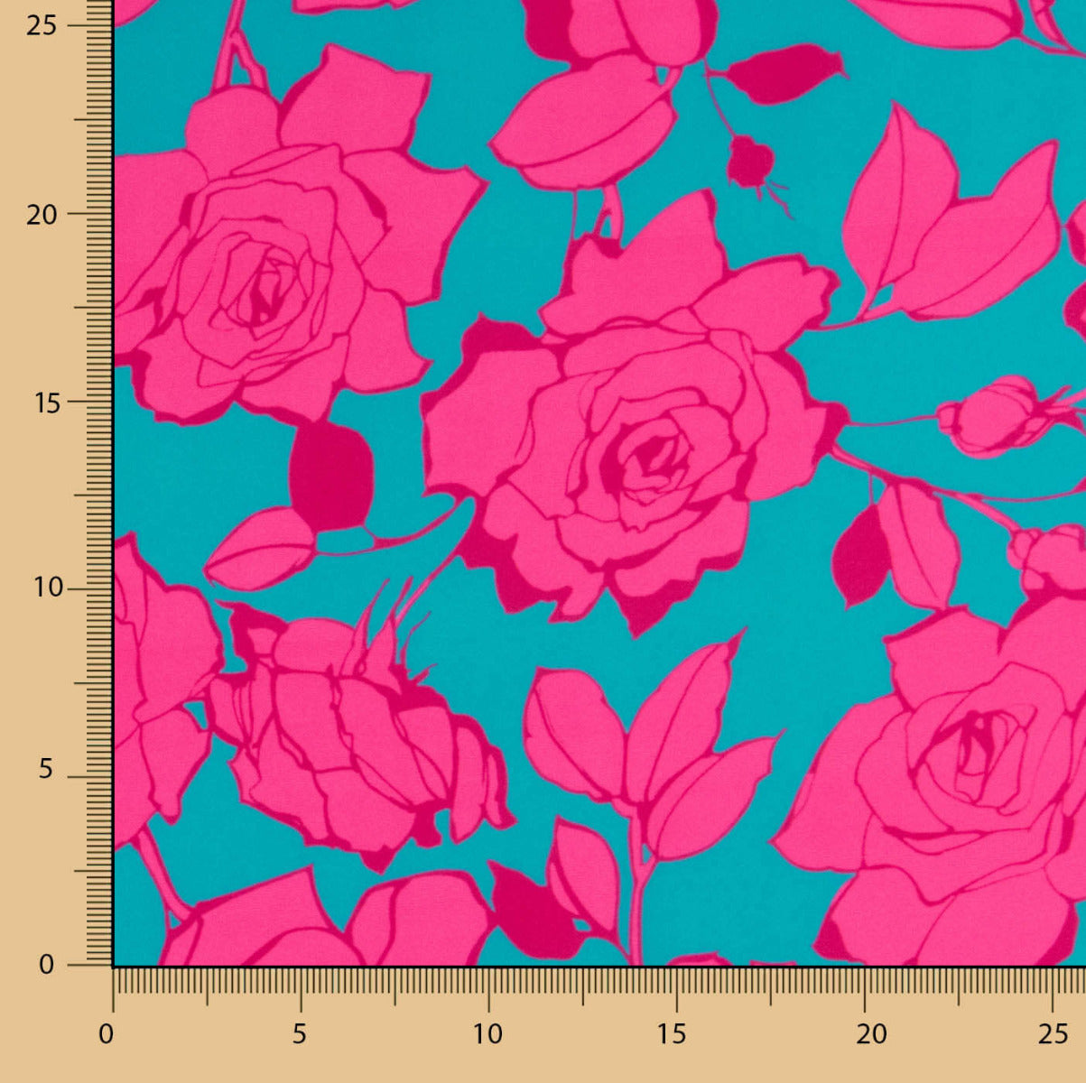 Satén Estampado Flor Caipi Fucsia - Ribes y Casals