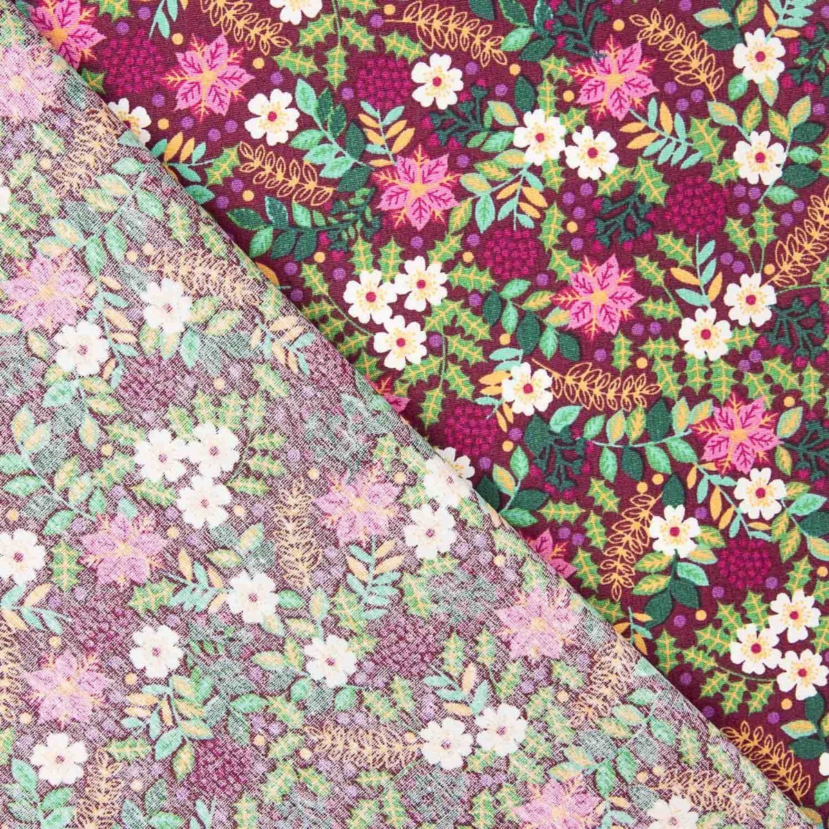 Popelín Jardín Silvestre Burdeos - Ribes y Casals