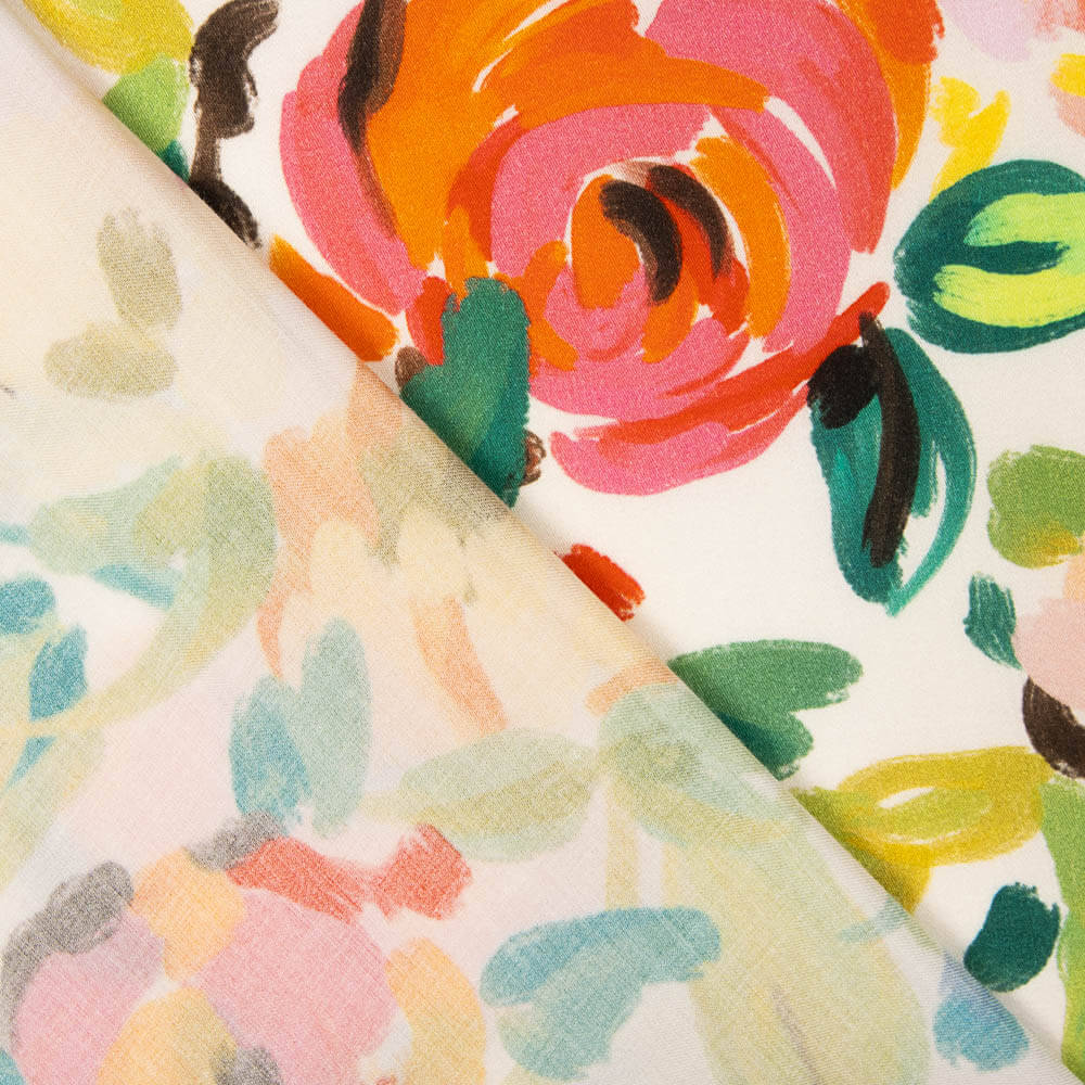 Viscosa Flor Acuarela Multicolor - Ribes y Casals