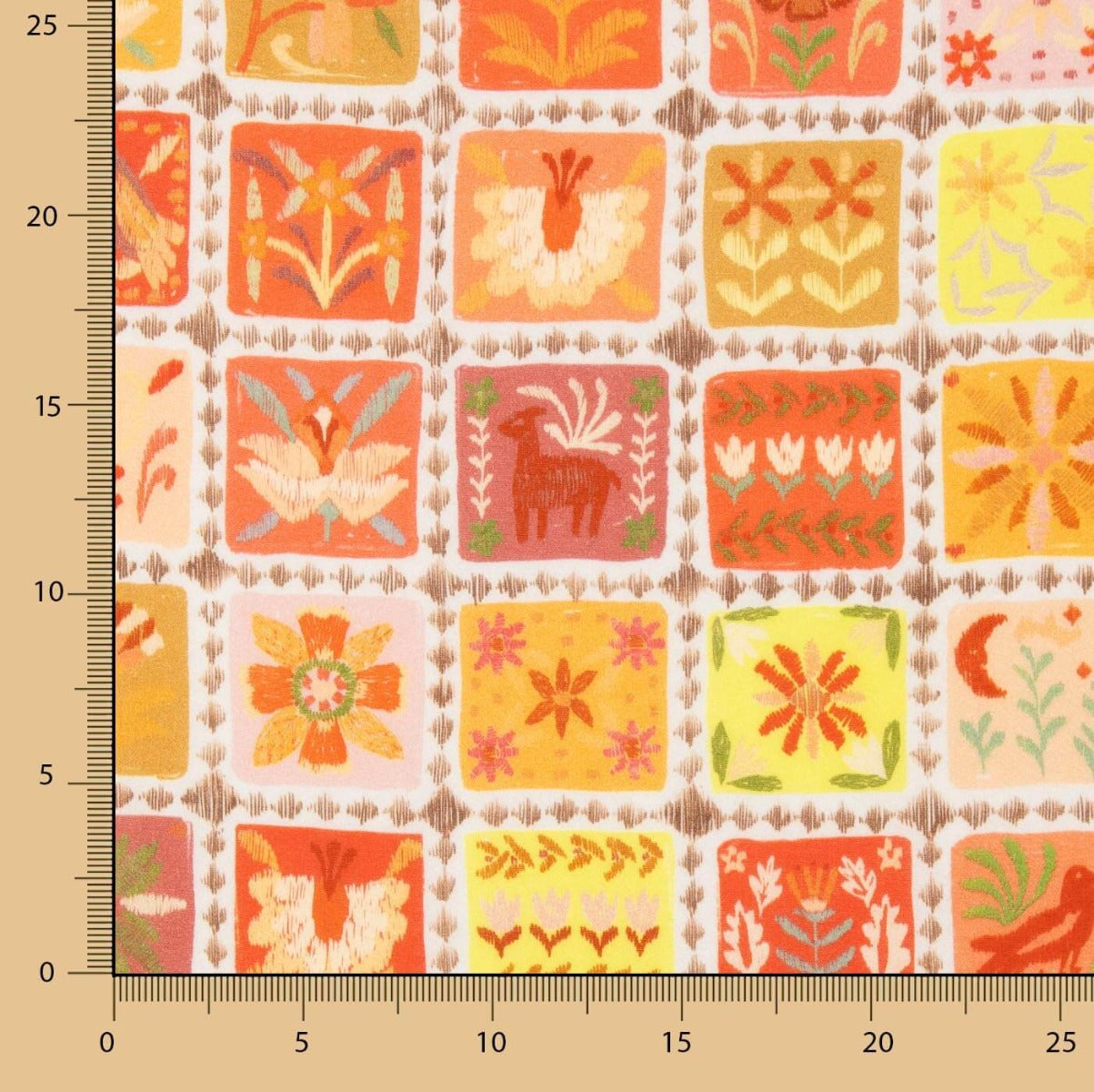 Voile Viscosa Mosaico Coral - Ribes y Casals