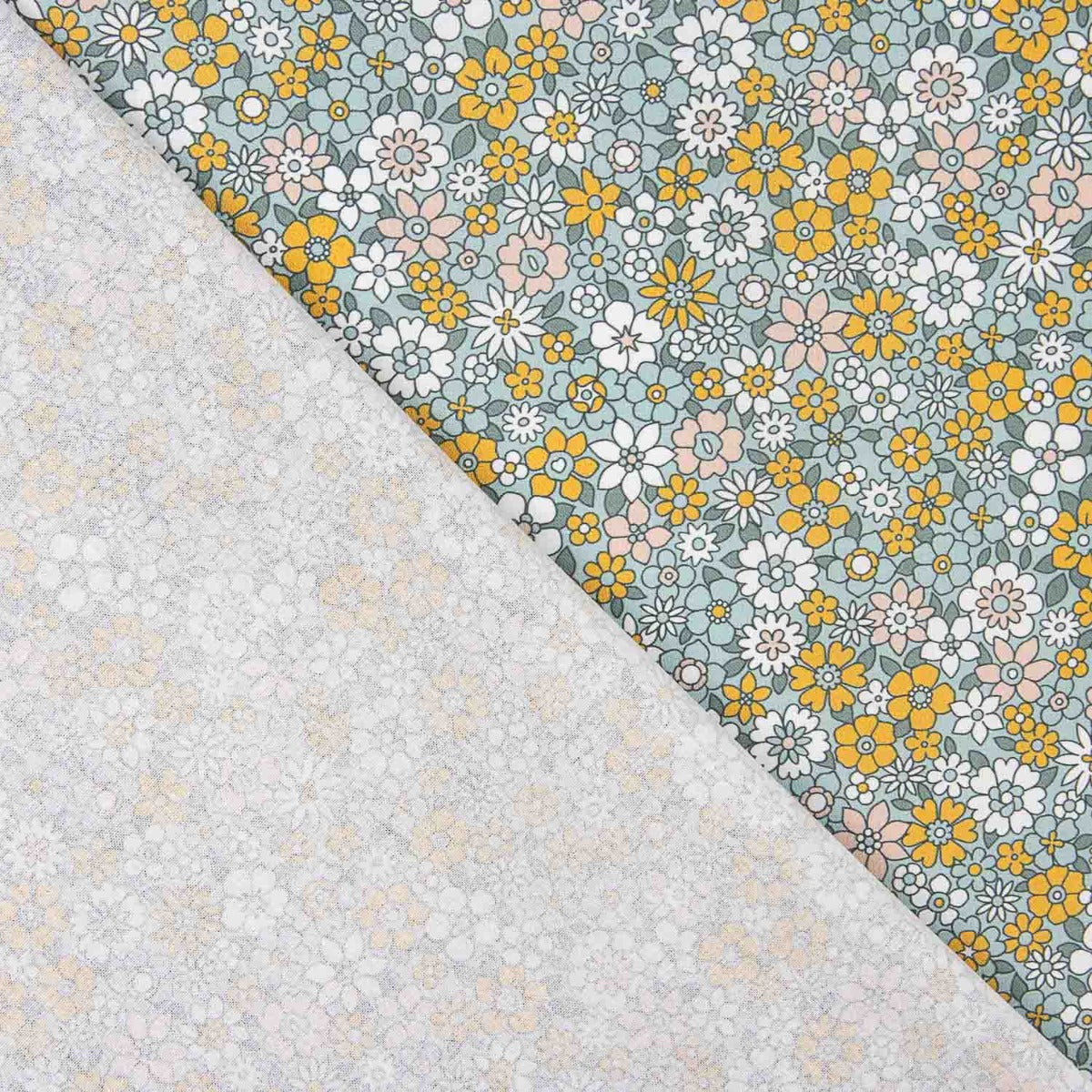 Popelín Algodón Flores Vintage Mostaza - Ribes y Casals