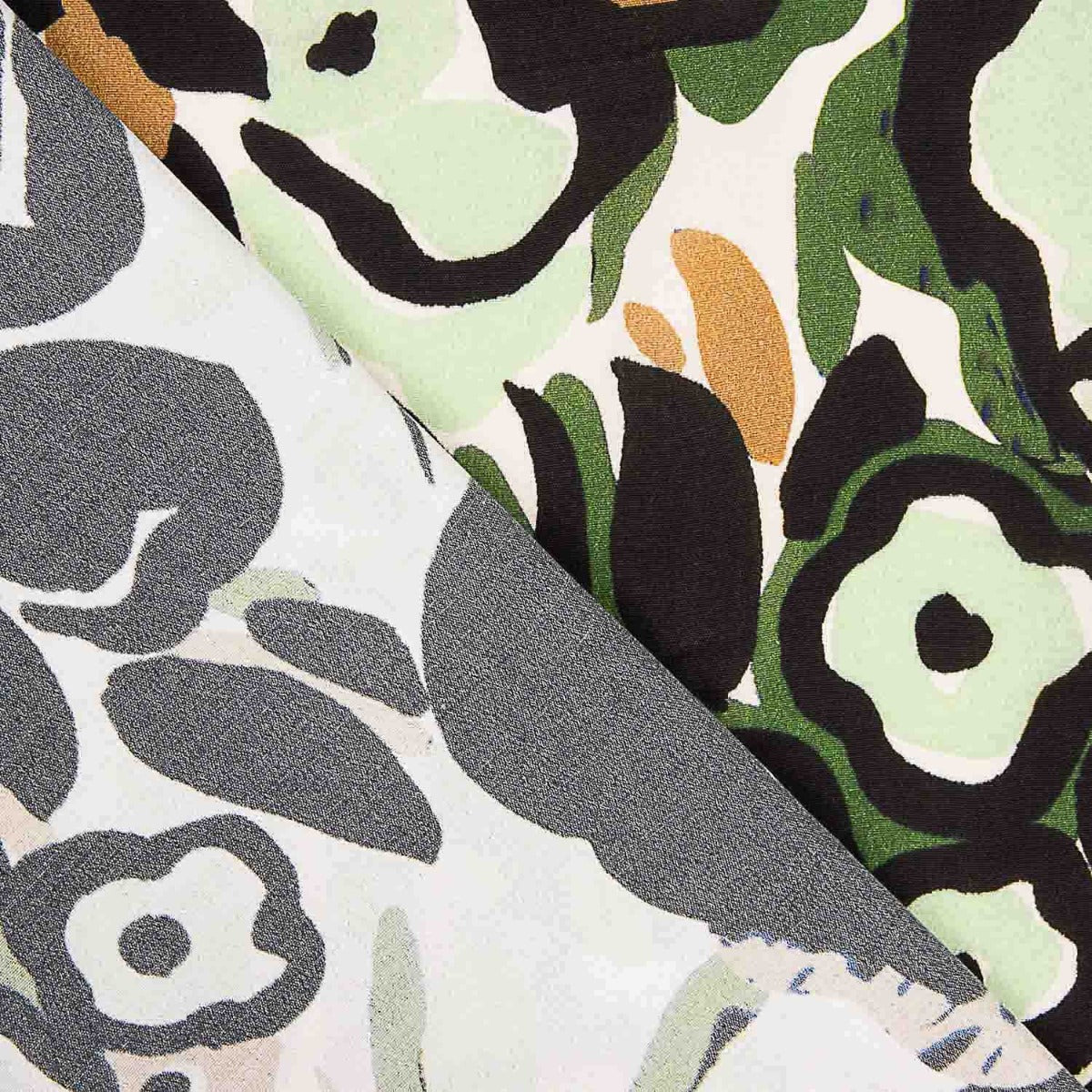 Crepe Viscosa Dibujo Flores Verdes - Ribes y Casals