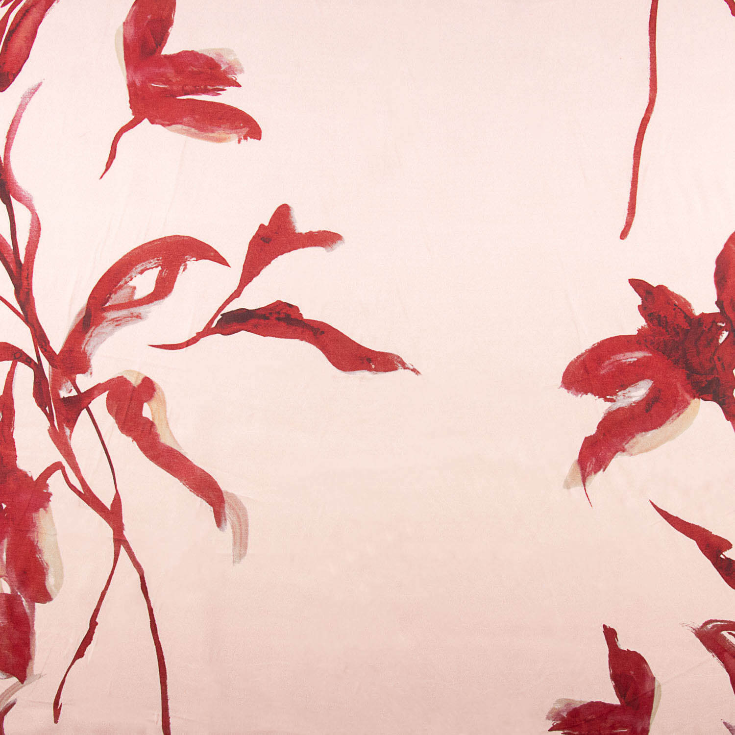 Satén Viscosa Floral Acuarela Rojo - Ribes y Casals