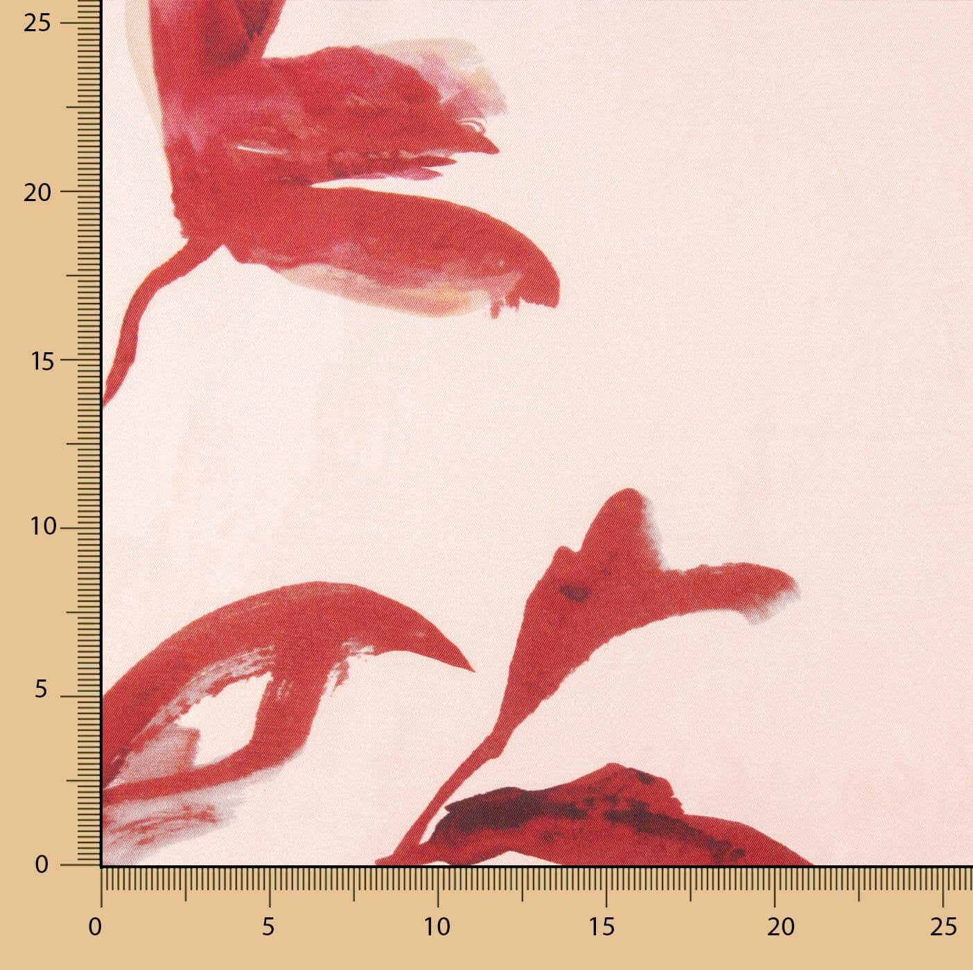 Satén Viscosa Floral Acuarela Rojo - Ribes y Casals
