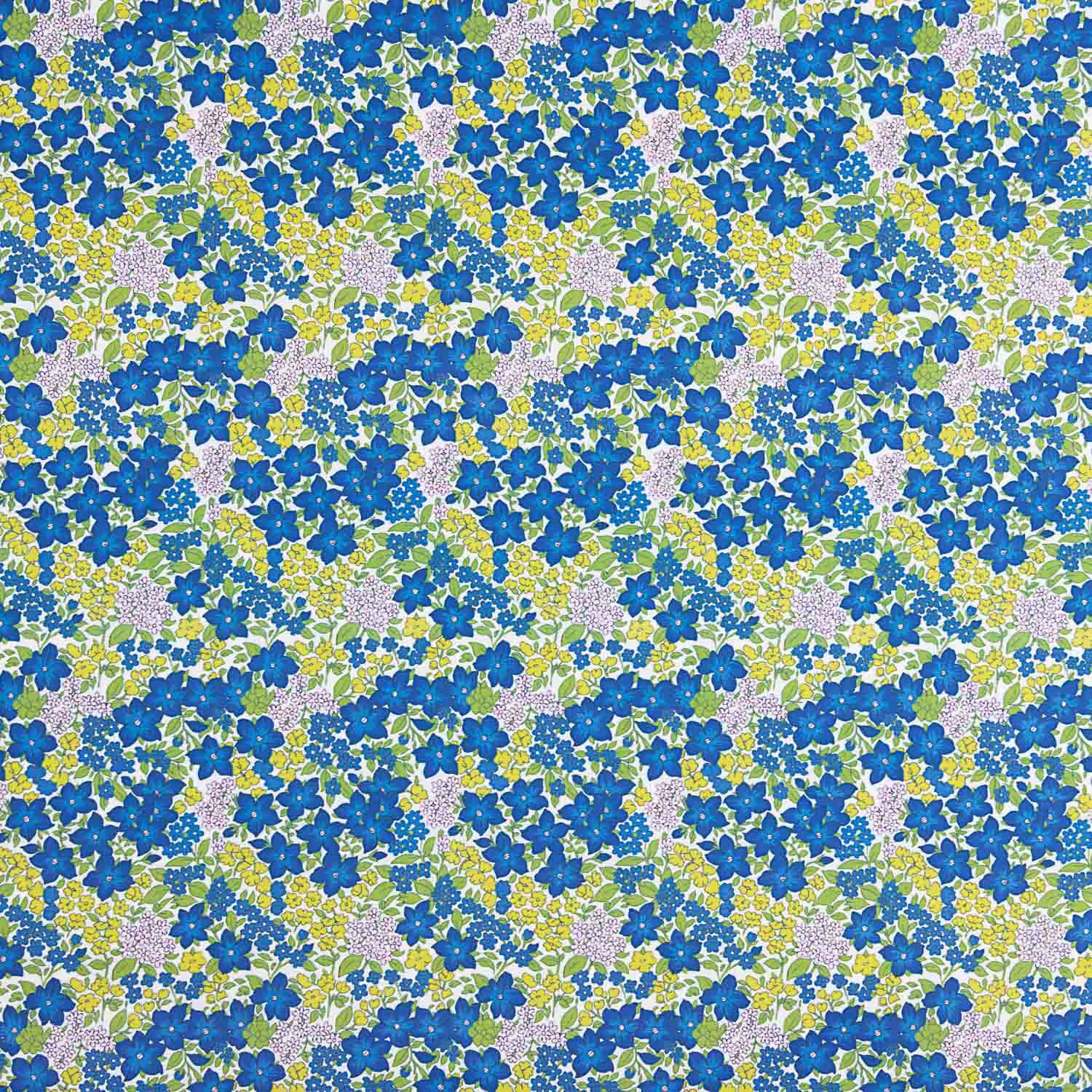 Percal Estampado Flores Azulina Intenso - Ribes y Casals