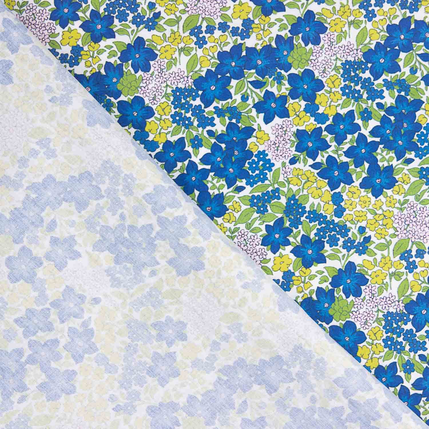 Percal Estampado Flores Azulina Intenso - Ribes y Casals