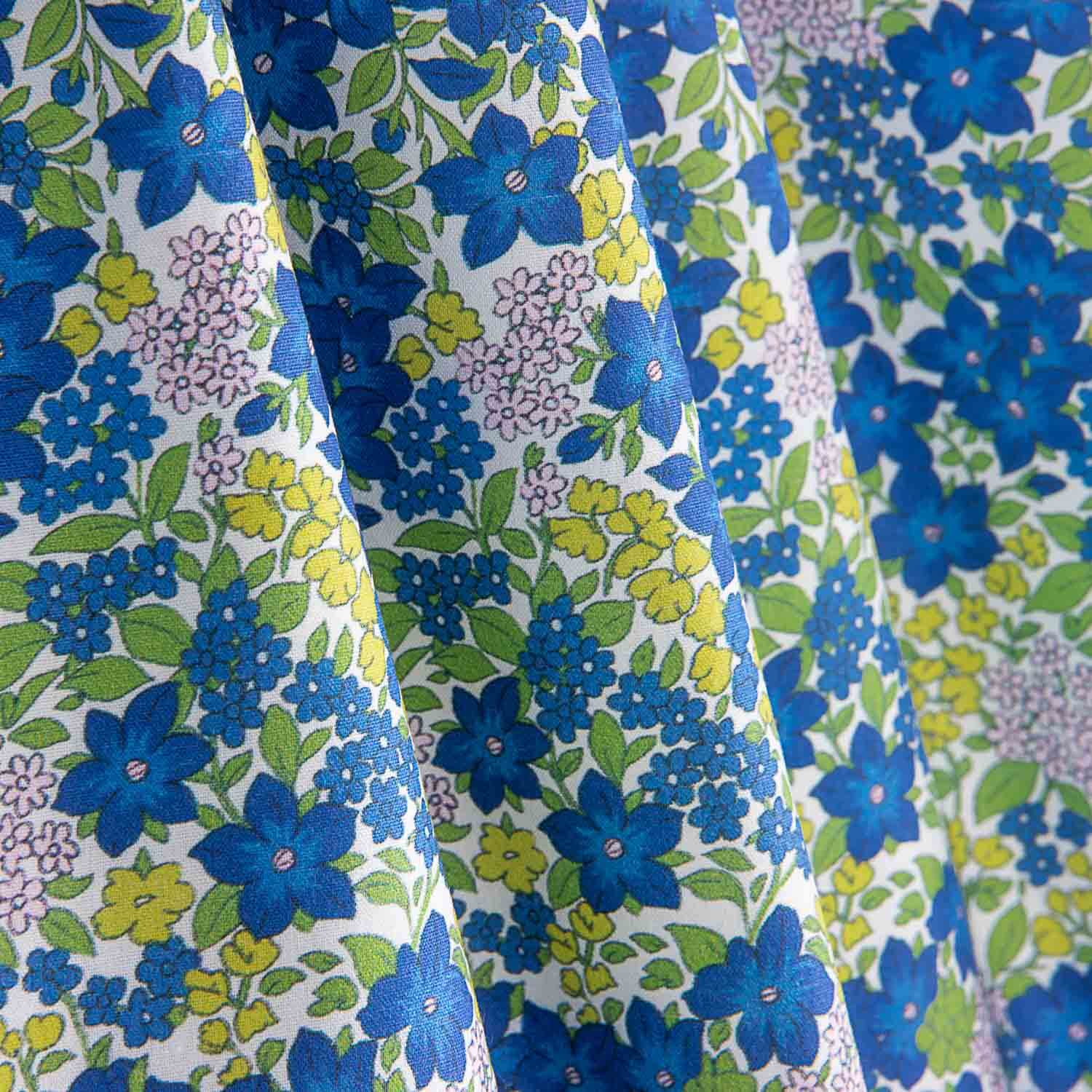 Percal Estampado Flores Azulina Intenso - Ribes y Casals