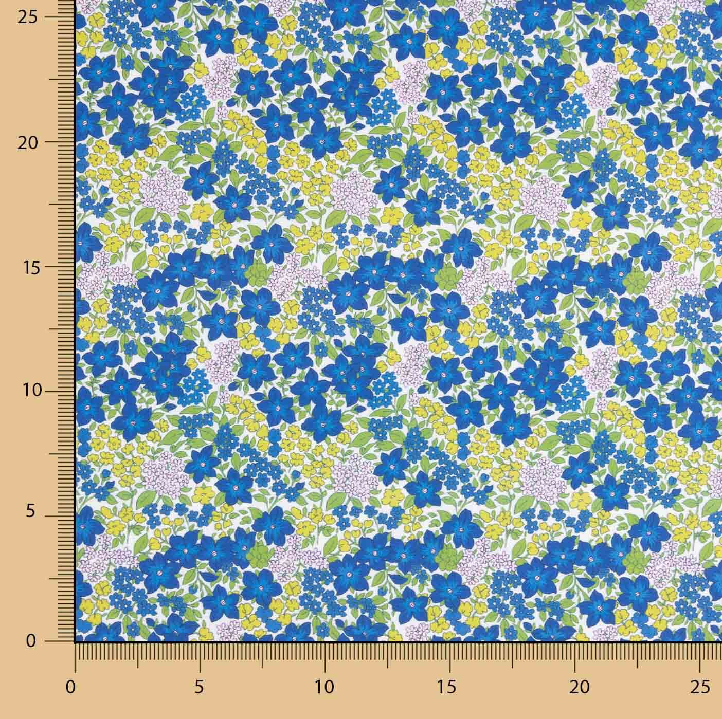 Percal Estampado Flores Azulina Intenso - Ribes y Casals