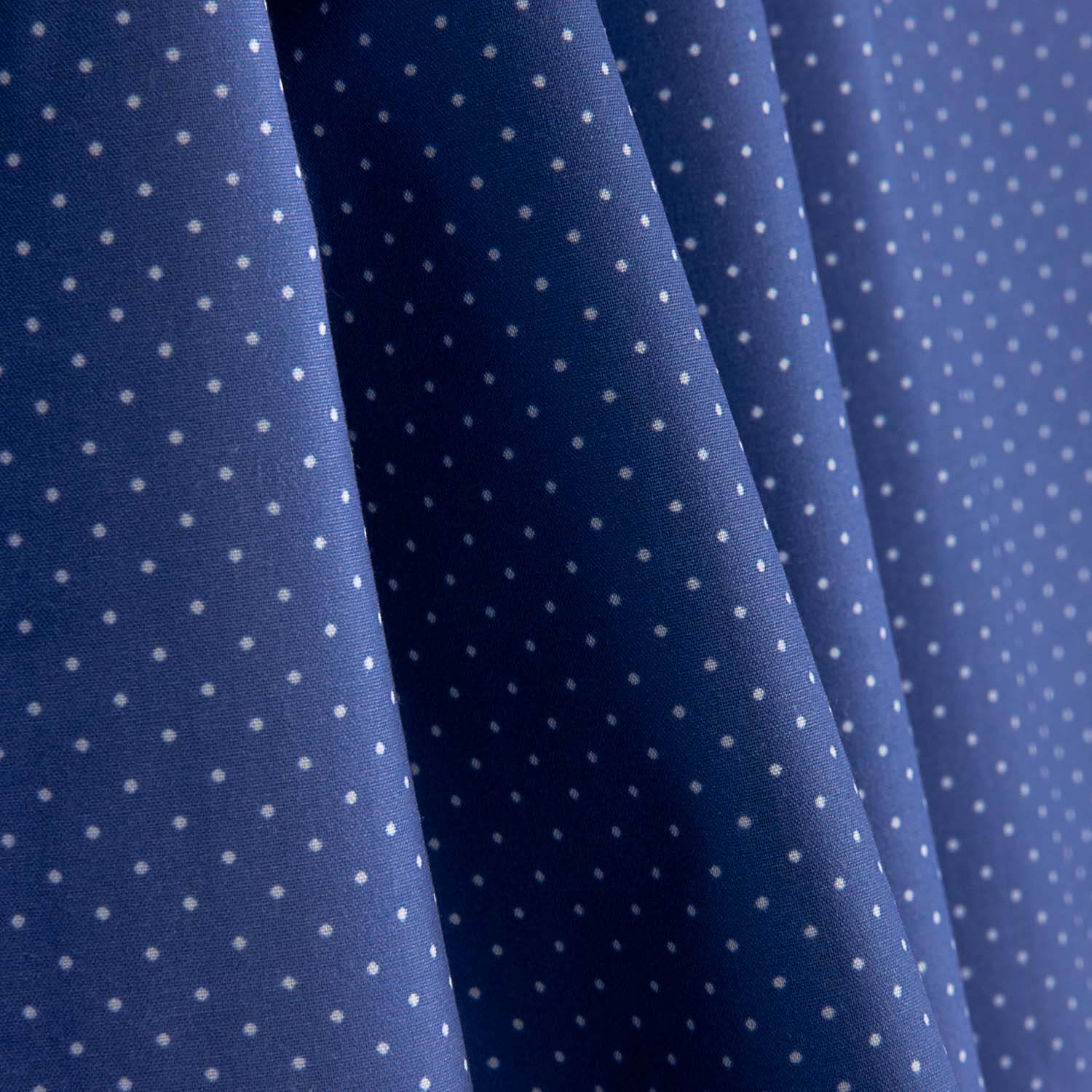 Percal Estampado Fondo Azul Lunar Blanco - Ribes y Casals