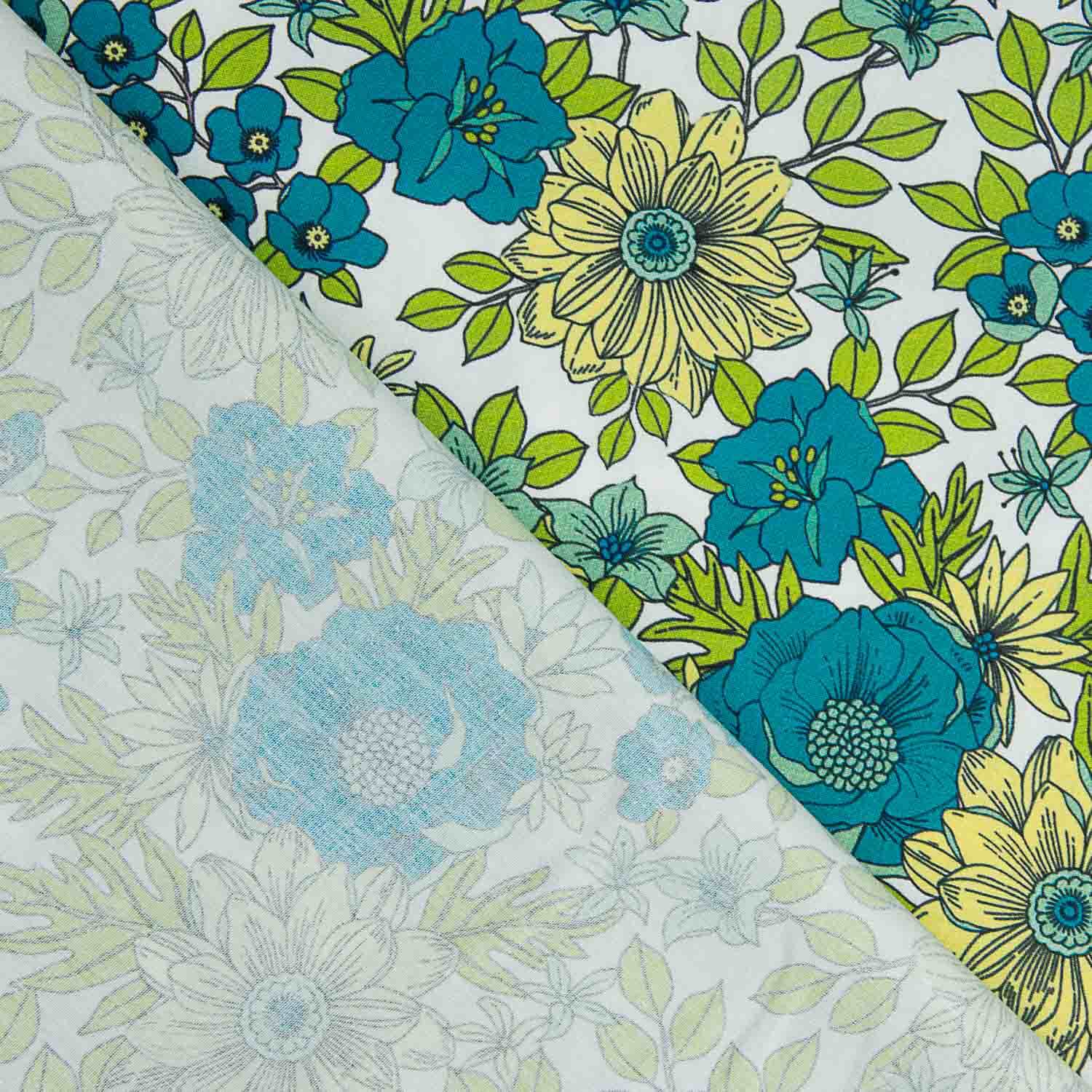 Percal Estampado Flores Turquesa Fresh - Ribes y Casals