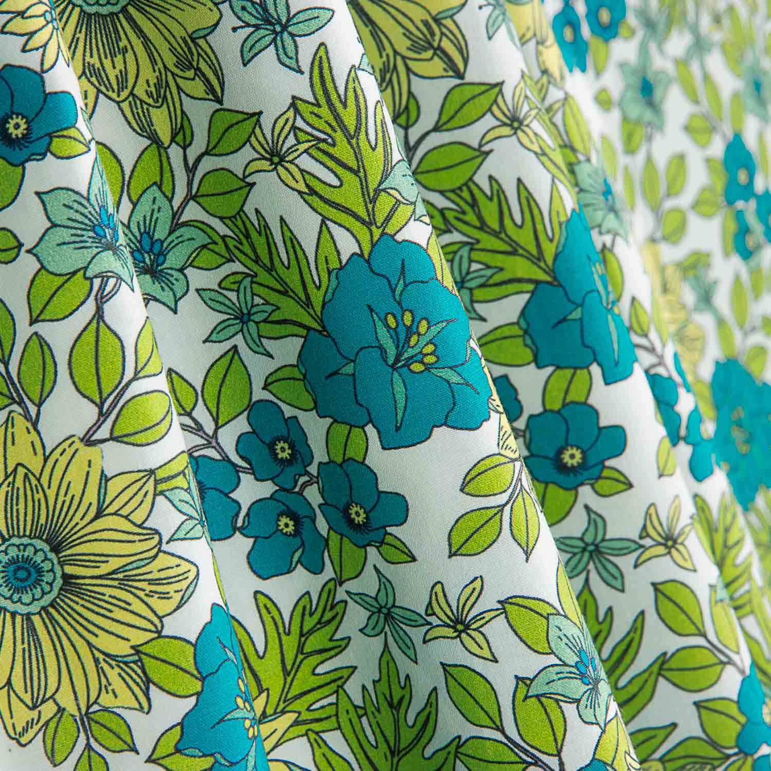 Percal Estampado Flores Turquesa Fresh - Ribes y Casals