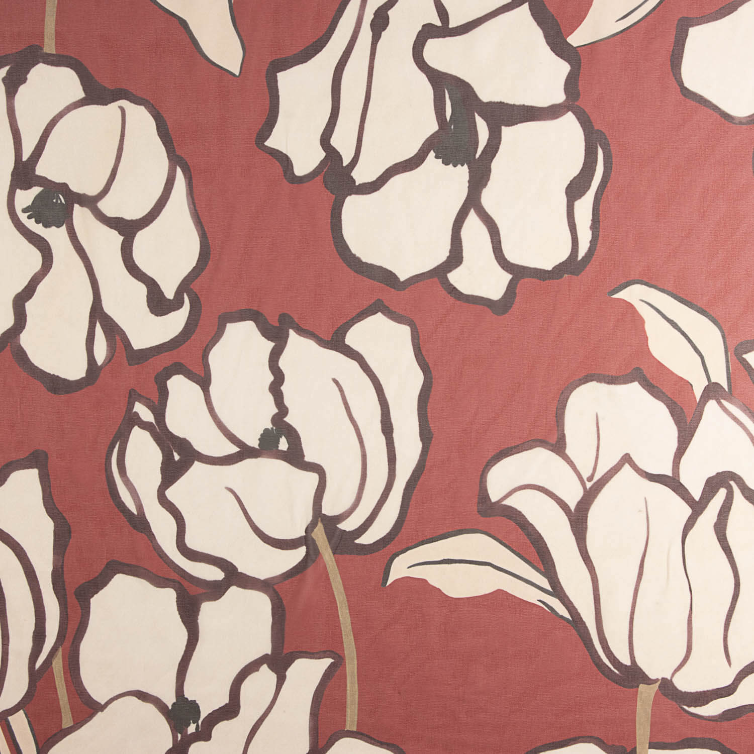 Gasa Bambula Estampada Magnolia Terracota - Ribes y Casals