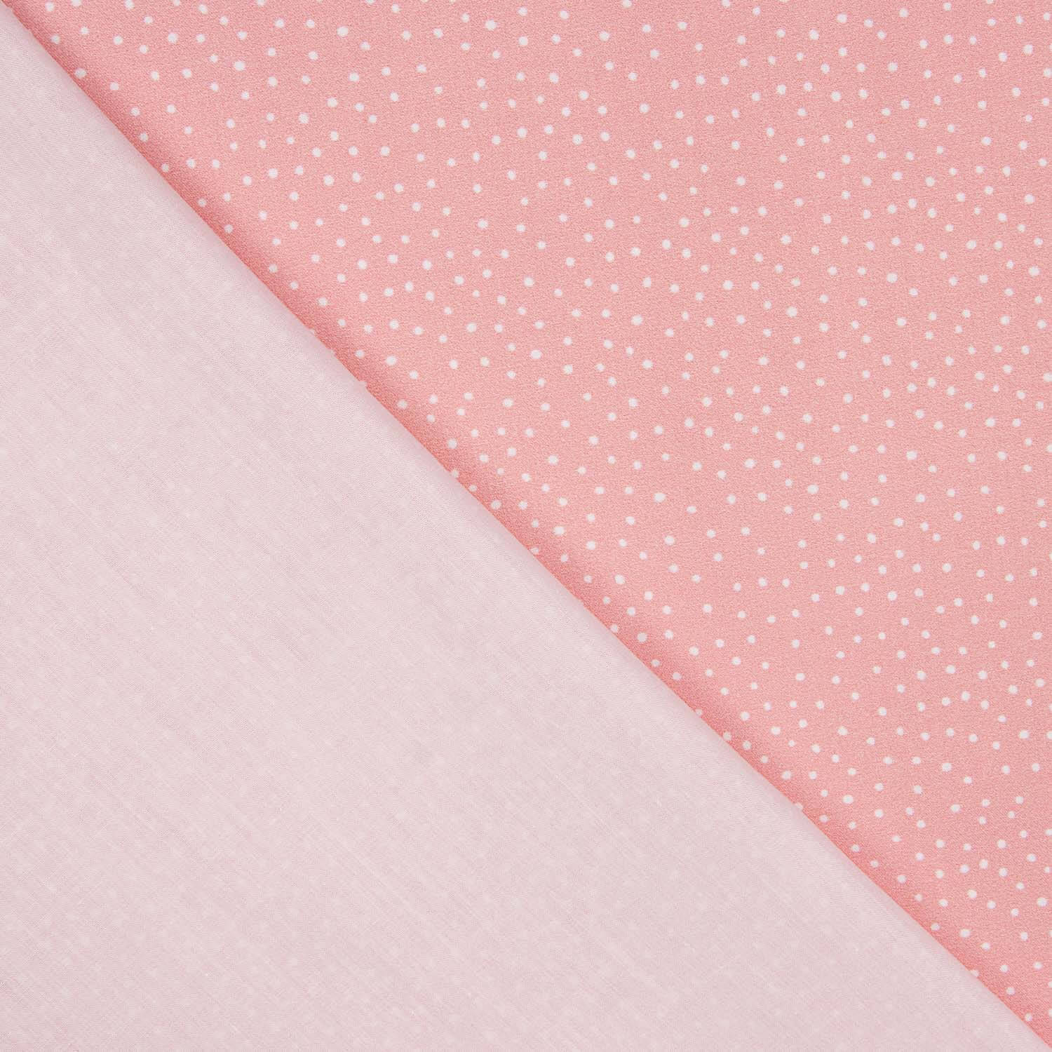 Percal Estampado Puntitos Blanco-Fresa - Ribes y Casals