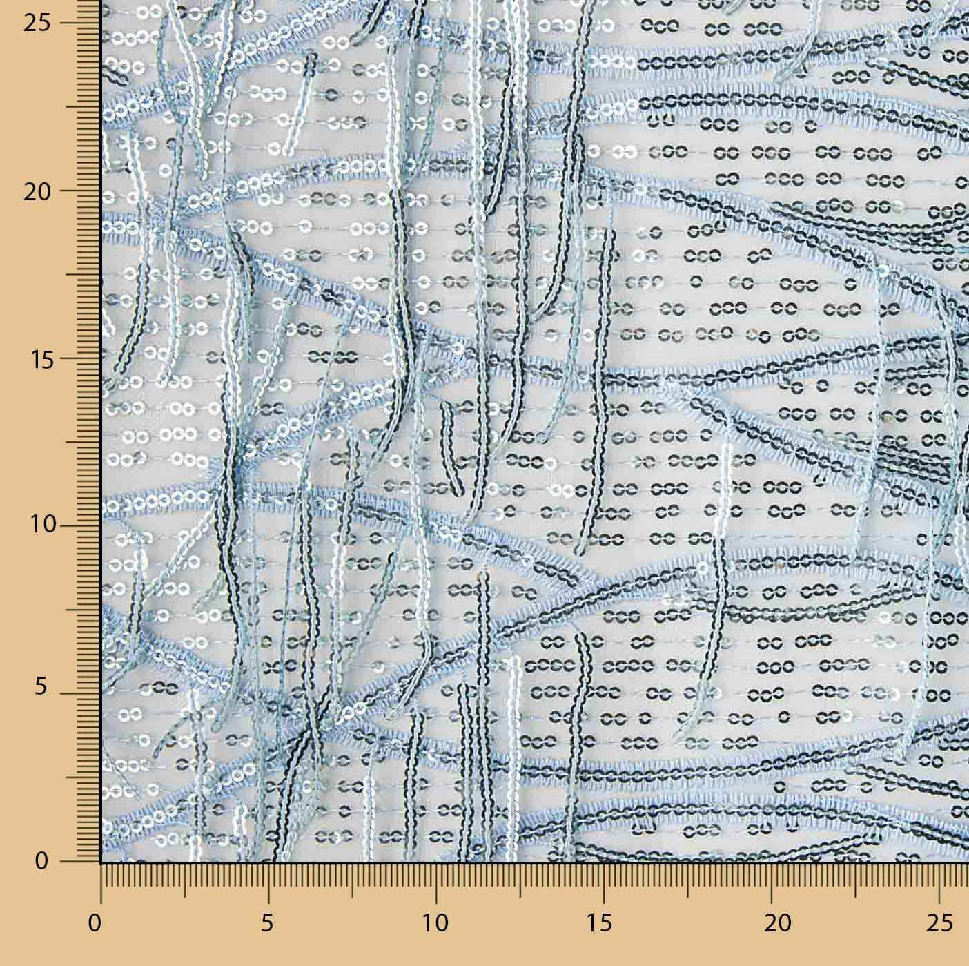 Tul Azul Suave con Lentejuelas y Flecos - Ribes y Casals