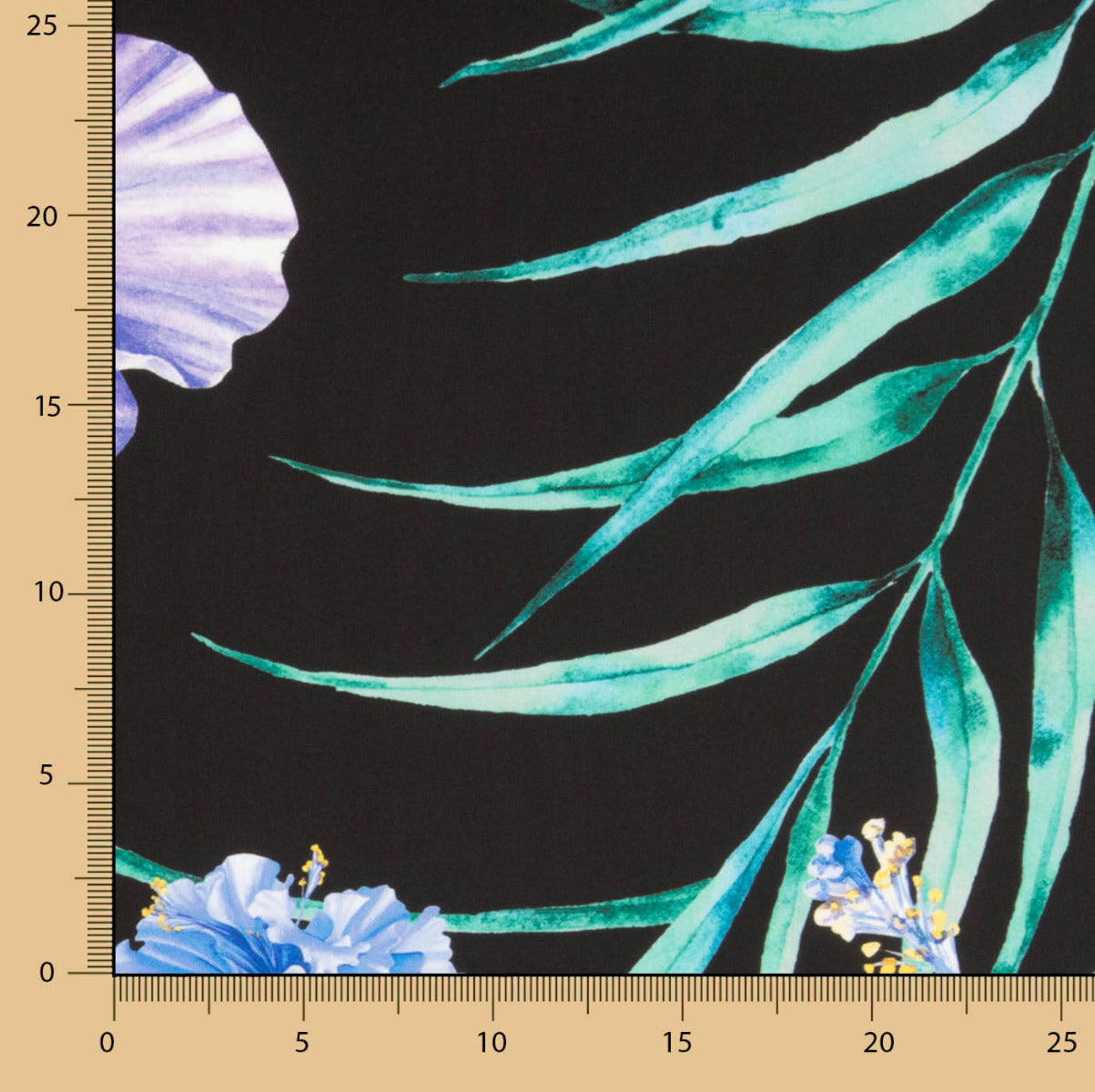 Satén Estampado Trópico Negro - Ribes y Casals