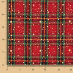 Popelín Navidad Tartan Estrellas Doradas - Ribes y Casals
