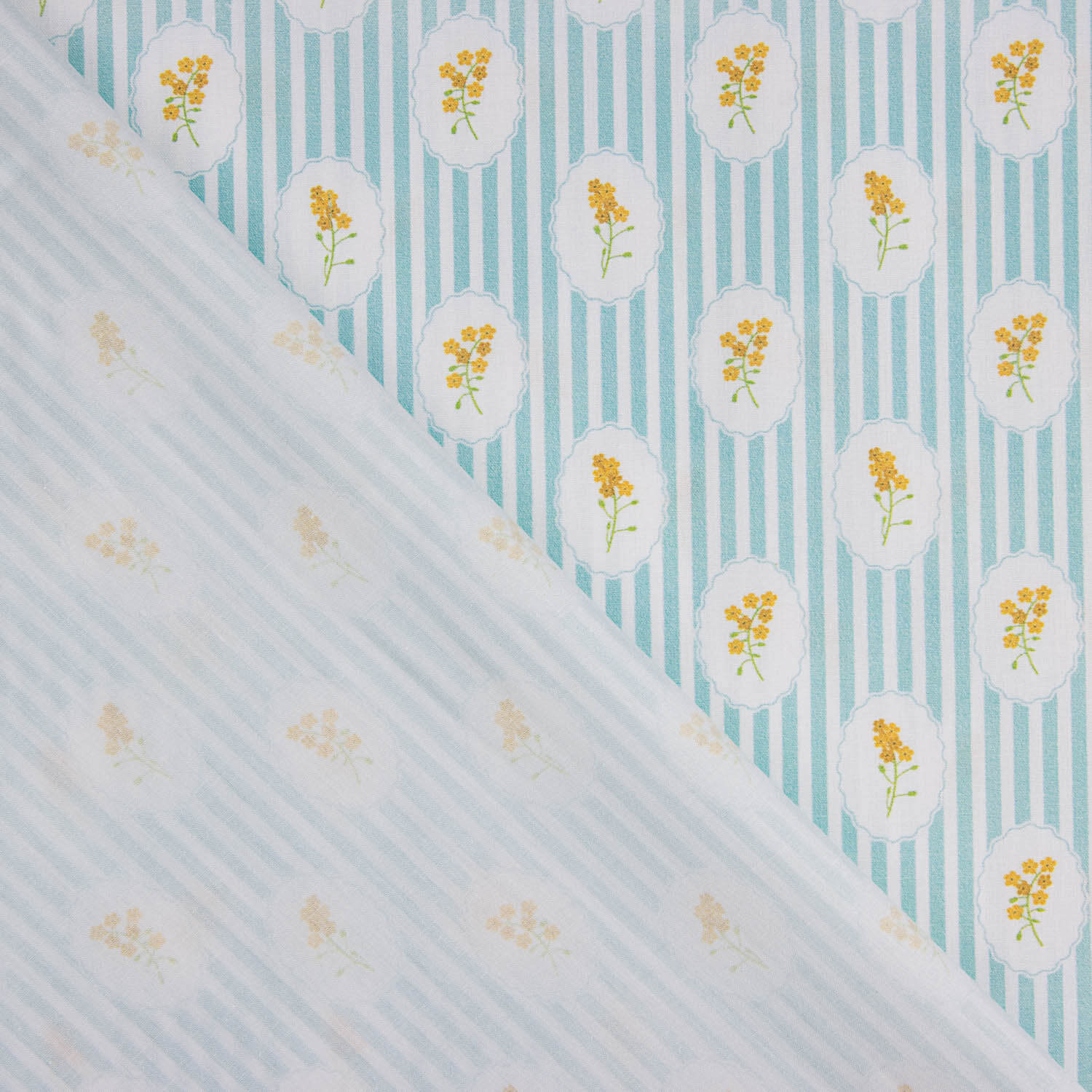 Percal Estampado Medallón Floral Verde Agua - Ribes y Casals